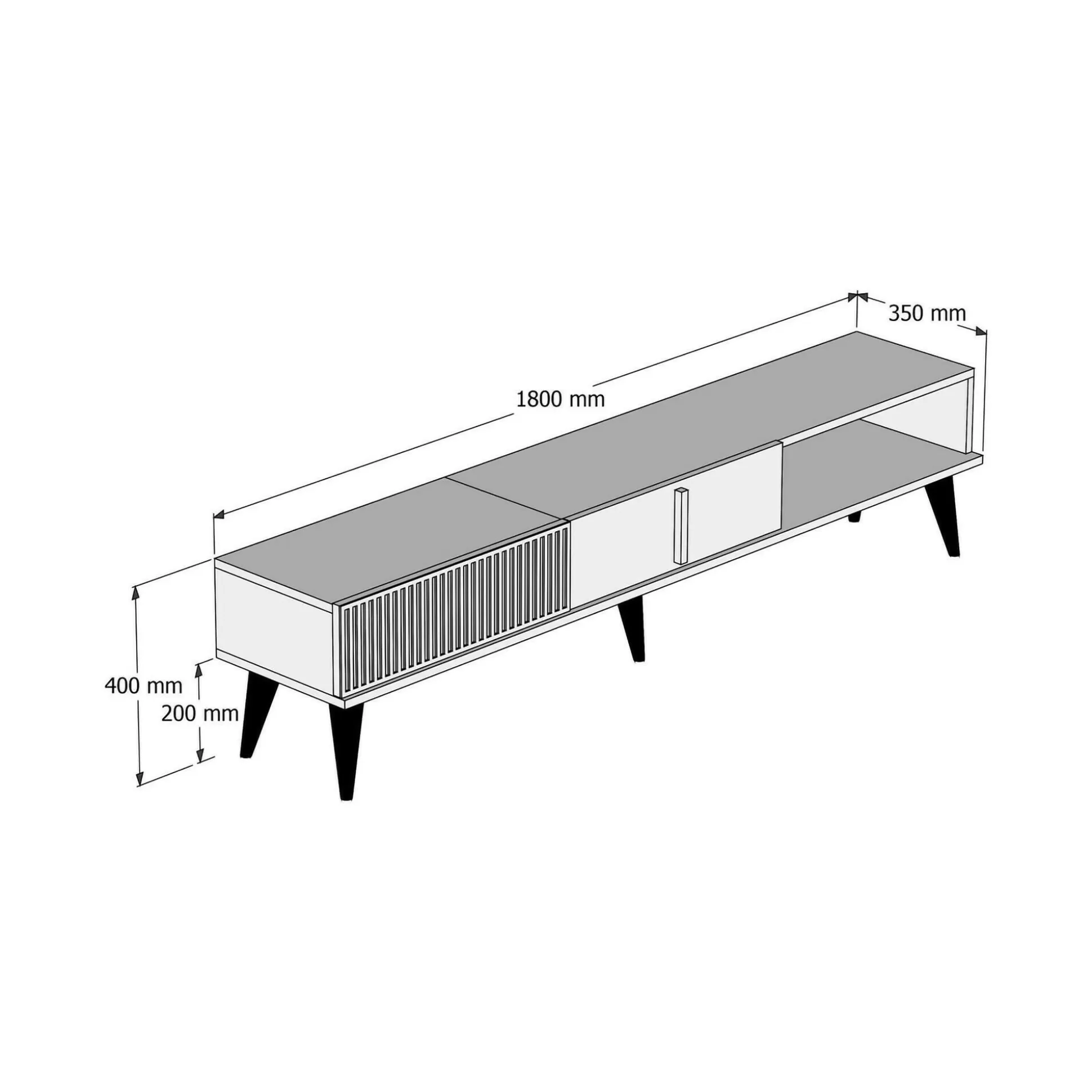 Dmora Mobili Porta Tv<Mobile porta TV Jakuchu, 180x35h40 cm, Noce e Bianco