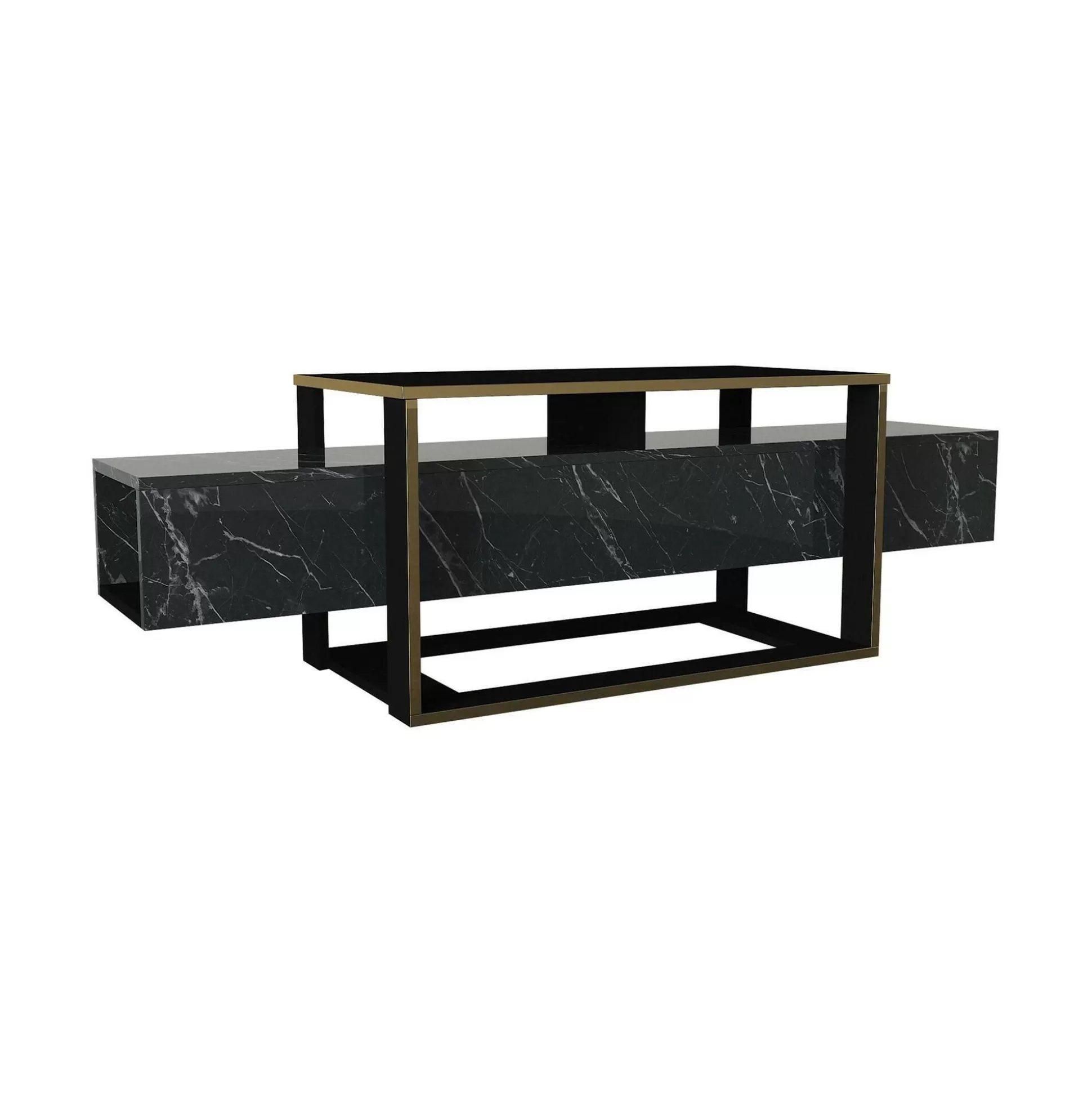 Dmora Mobili Porta Tv<Mobile porta TV Jo, 160x46h50 cm, Nero e Oro