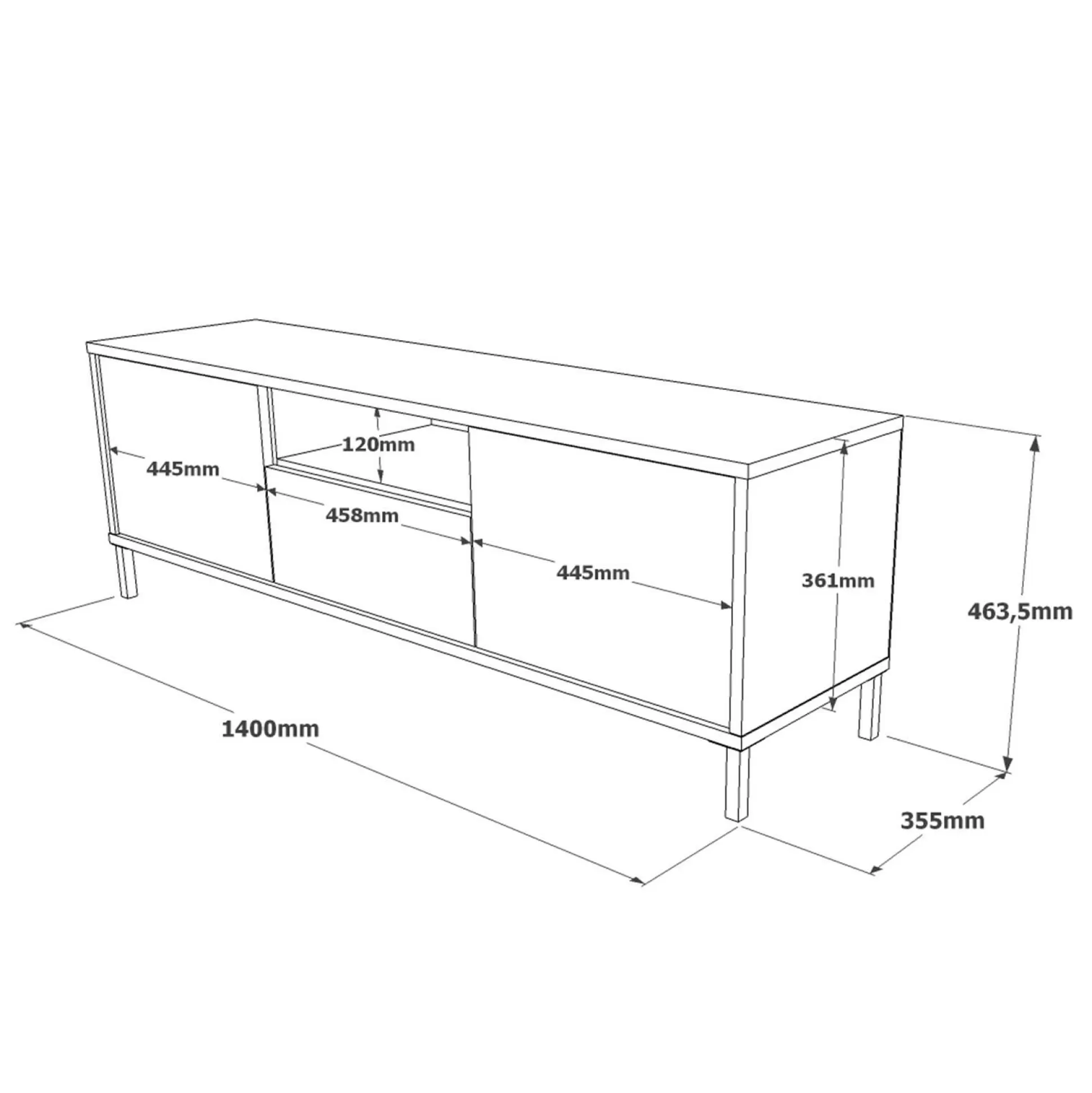 Dmora Mobili Porta Tv<Mobile porta TV Khagan, 140x36 h46 cm, Quercia e Nero