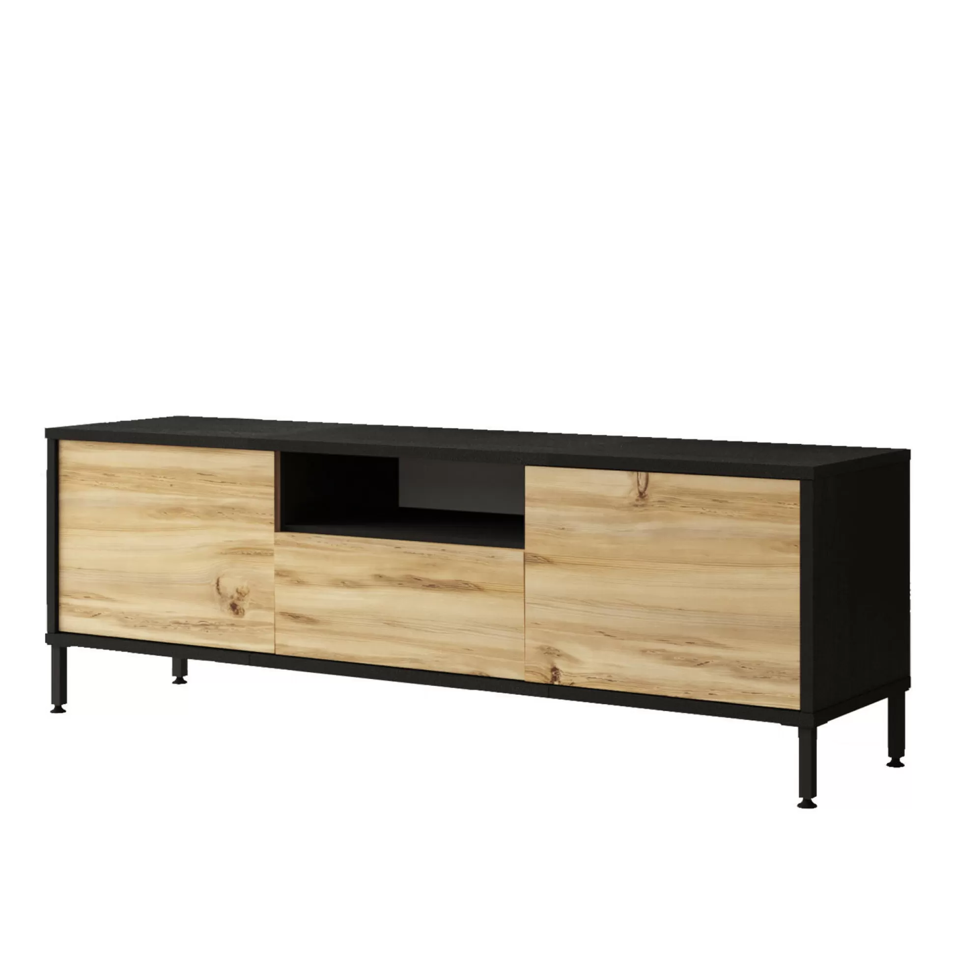 Dmora Mobili Porta Tv<Mobile porta TV Khagan, 140x36 h46 cm, Quercia e Nero