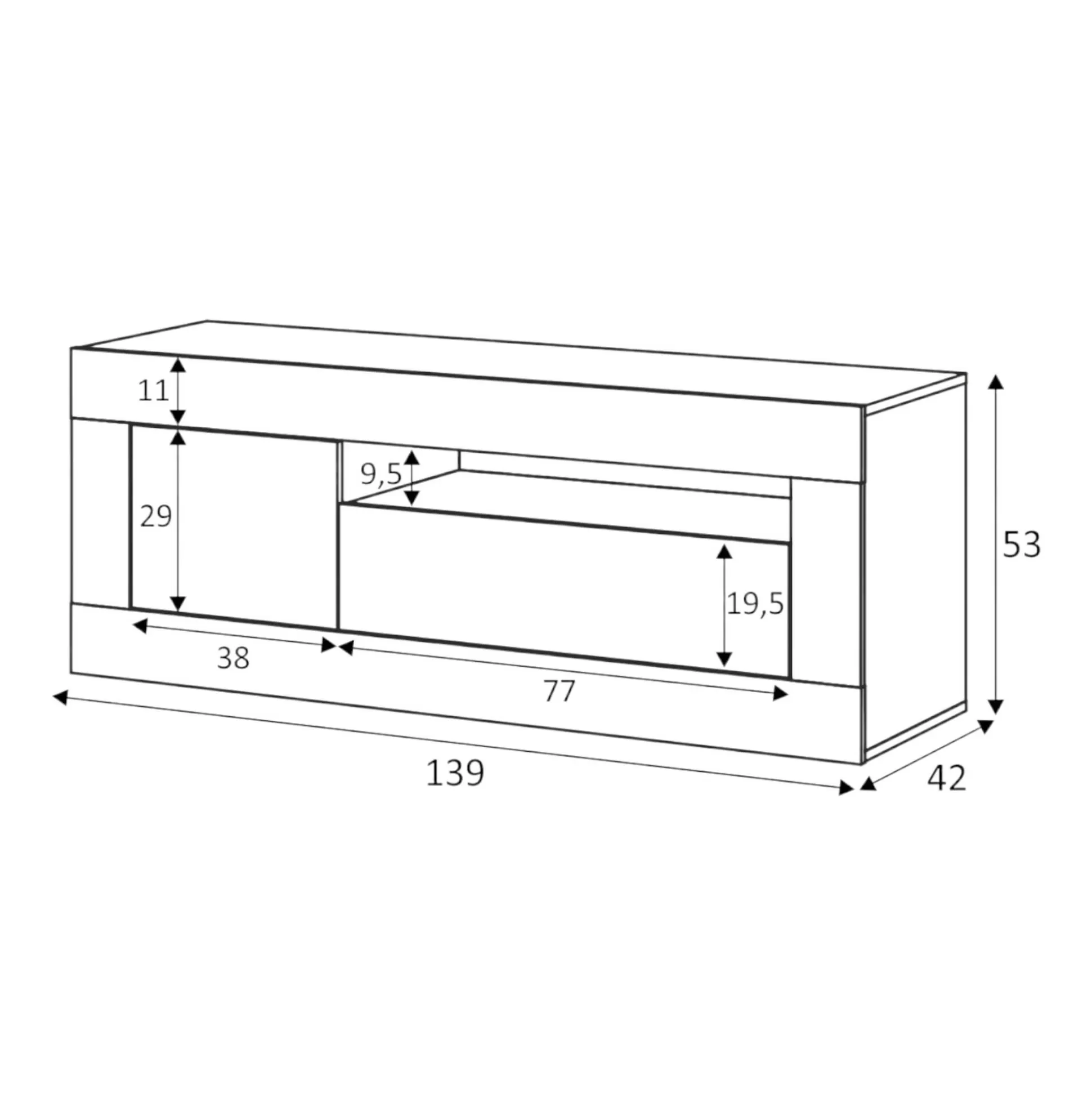 Dmora Mobili Porta Tv<Mobile porta TV Kunzite, 139x42h53 cm, Rovere e Bianco