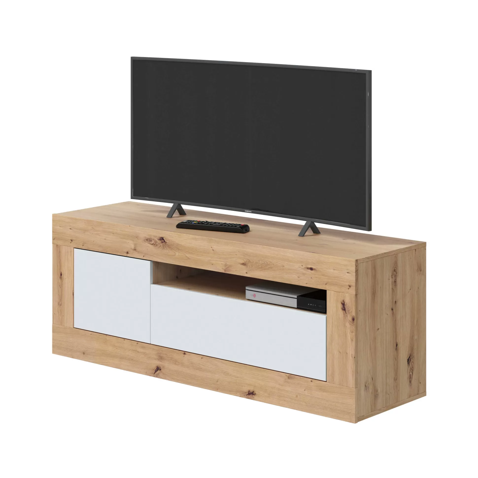 Dmora Mobili Porta Tv<Mobile porta TV Kunzite, 139x42h53 cm, Rovere nodi e Bianco