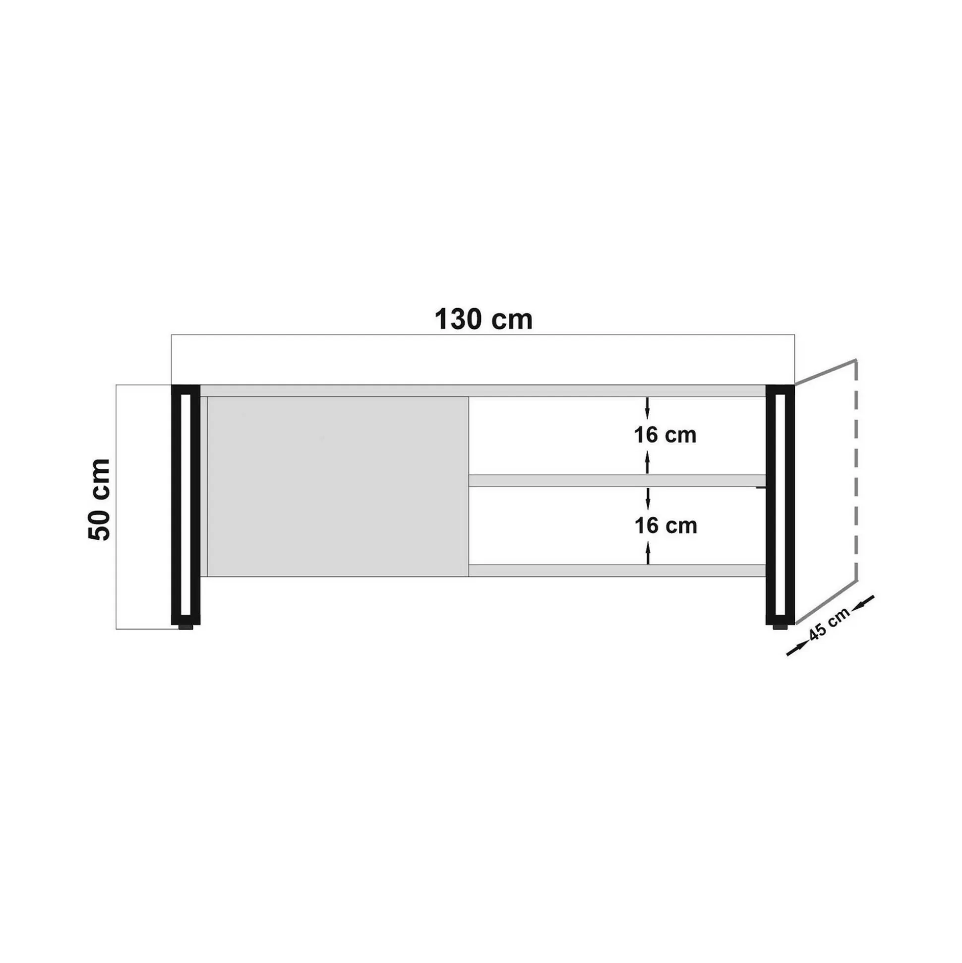 Dmora Mobili Porta Tv<Mobile porta TV Luban, Quercia e Nero, 130x45h50 cm