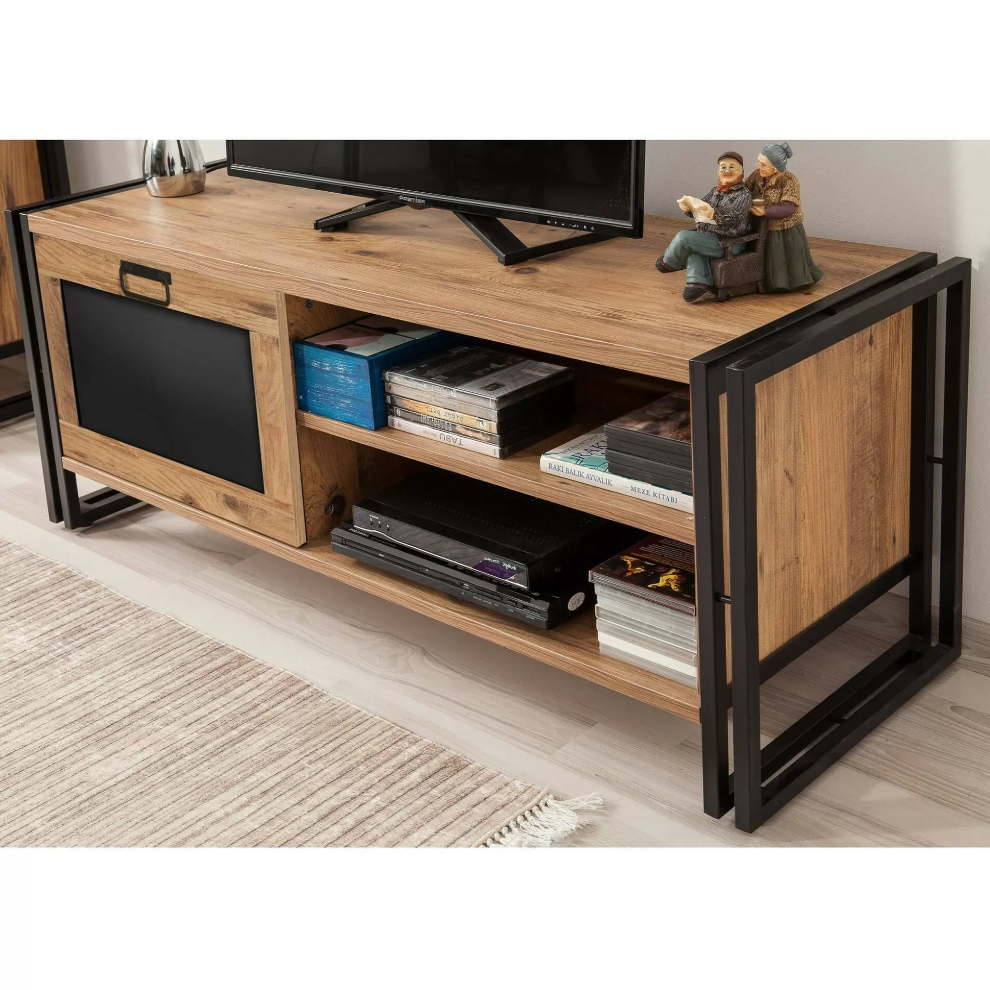 Dmora Mobili Porta Tv<Mobile porta TV Luban, Quercia e Nero, 130x45h50 cm