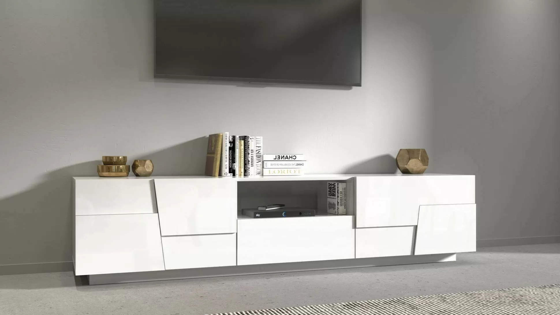 Dmora Mobili Porta Tv<Mobile porta TV Maestrale, 220x44h46 cm, lucido