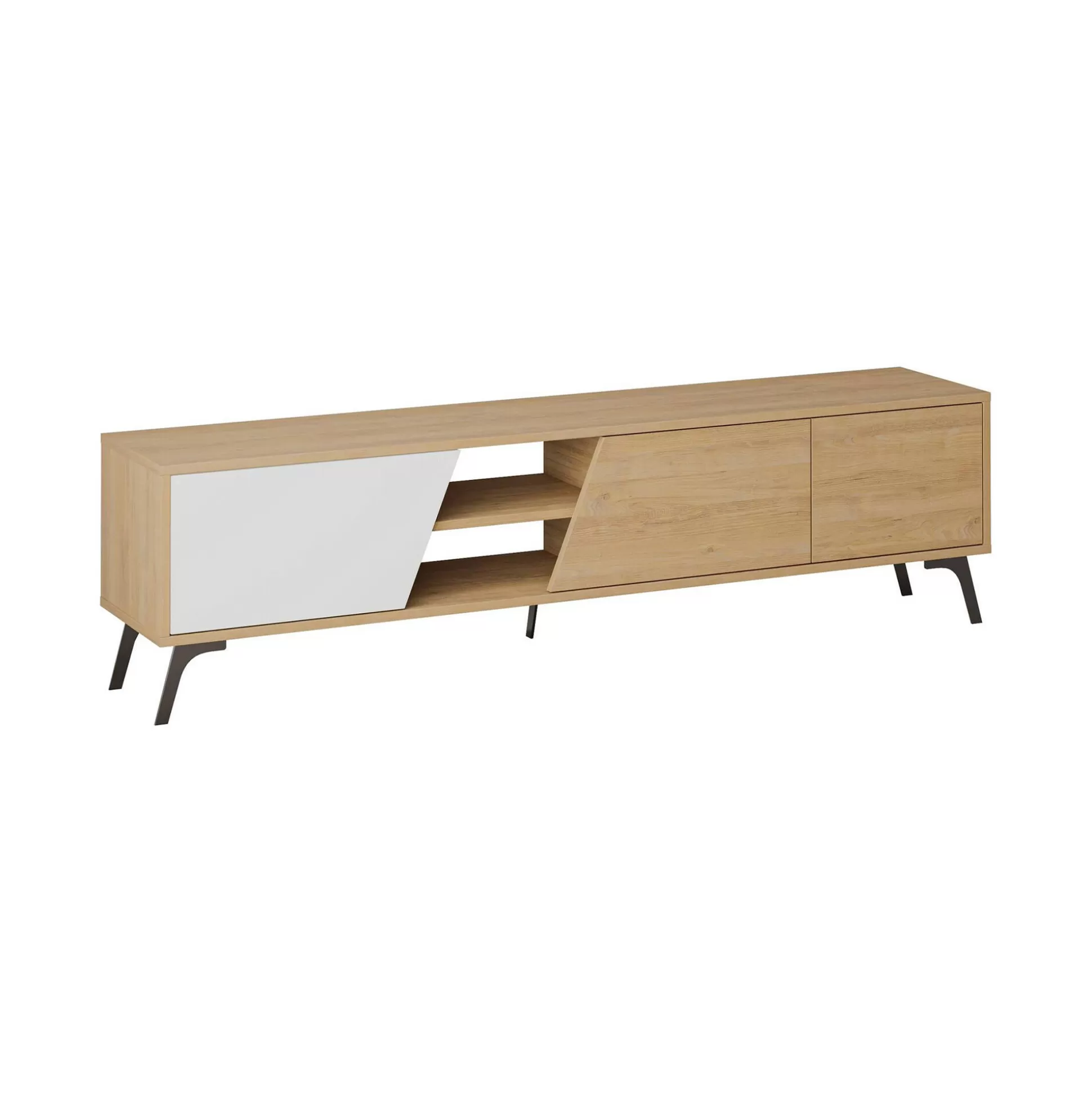 Dmora Mobili Porta Tv<Mobile porta TV Male, 180x36 h48 cm, Quercia e Bianco