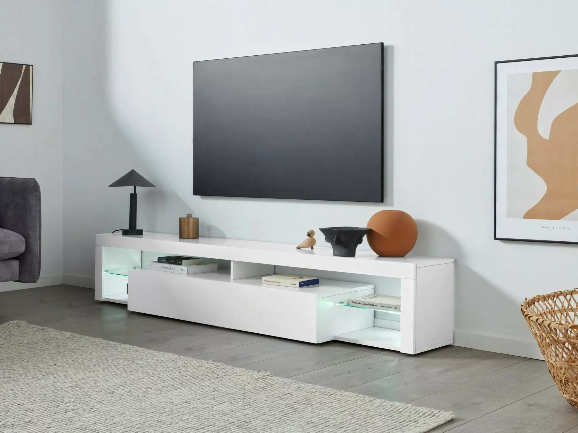 Dmora Mobili Porta Tv<Mobile porta TV Meti, 200x40h35 cm, lucido