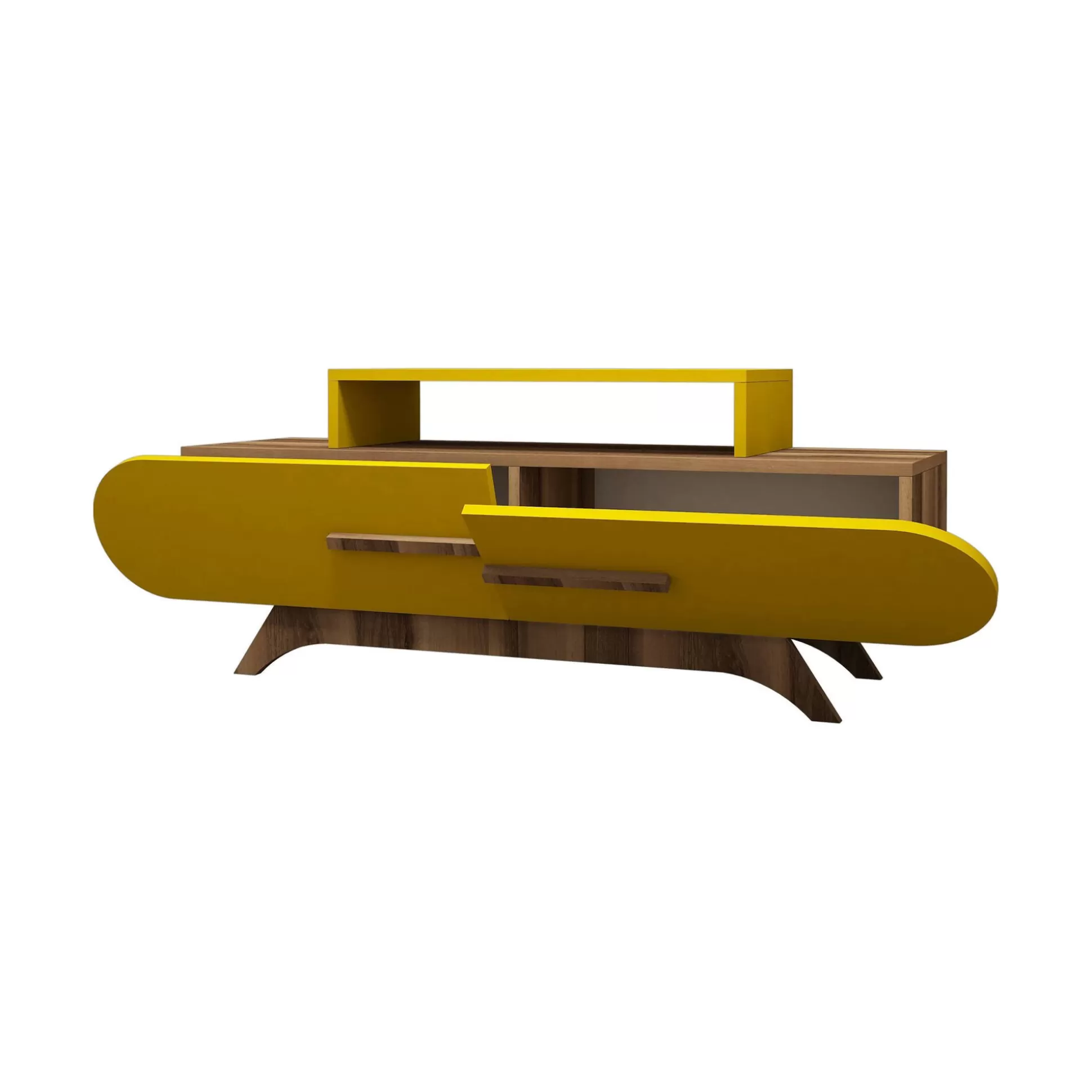 Dmora Mobili Porta Tv<Mobile porta TV Nesat, 145x37 h50 cm, Noce e Giallo