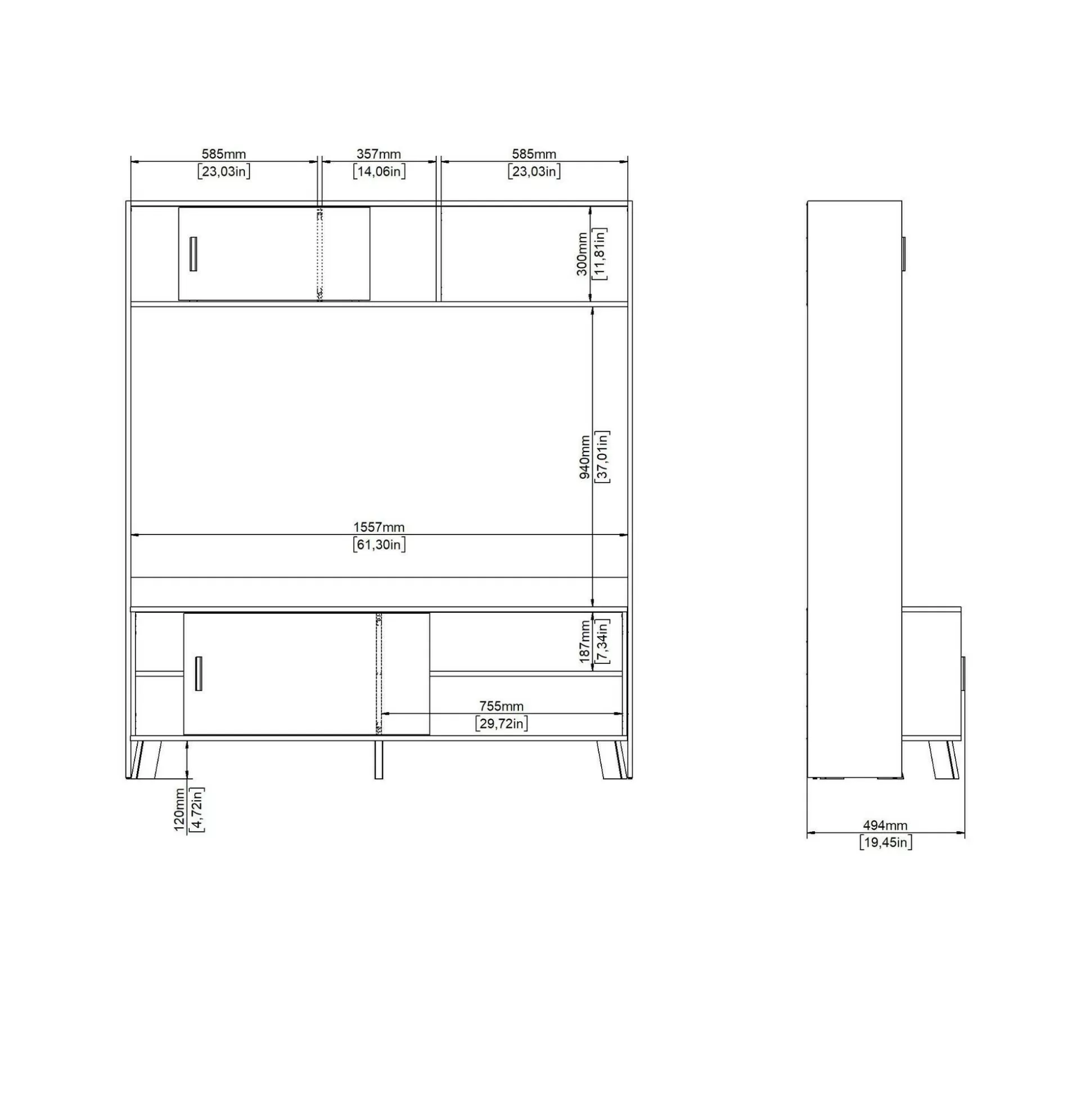 Dmora Mobili Porta Tv<Mobile porta TV Nicosia, 48x159 h181 cm, Rovere e Bianco
