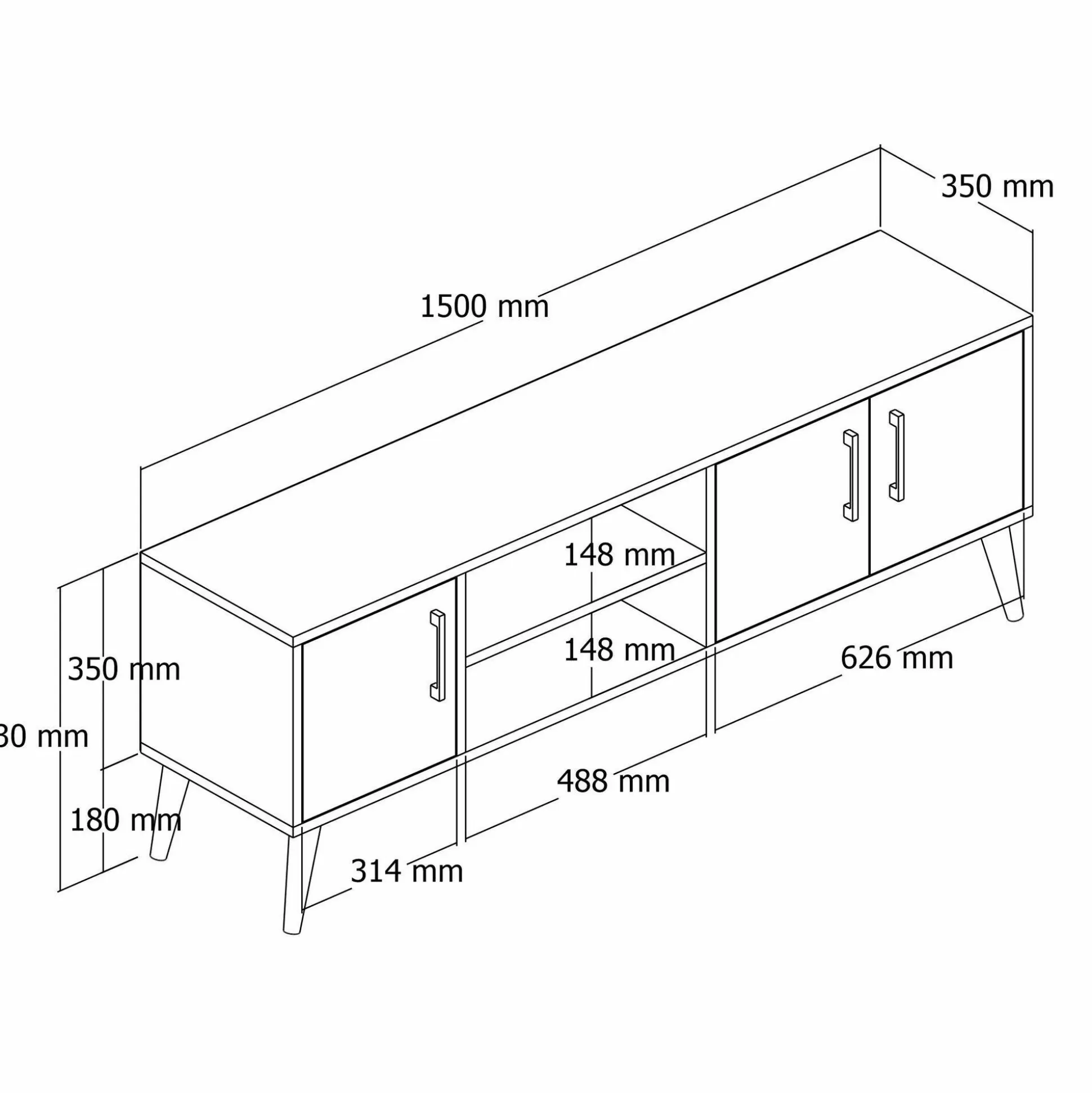 Dmora Mobili Porta Tv<Mobile porta TV Rosita, 150x34 h52 cm, Quercia e Bianco