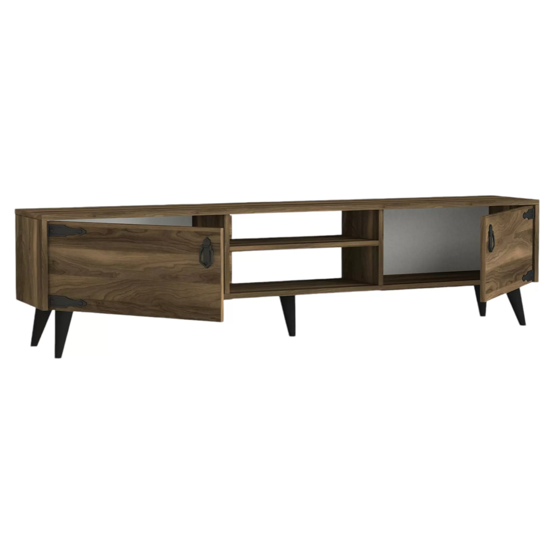 Dmora Mobili Porta Tv<Mobile porta TV Sicilia, 180x30 h49 cm, Noce e Nero