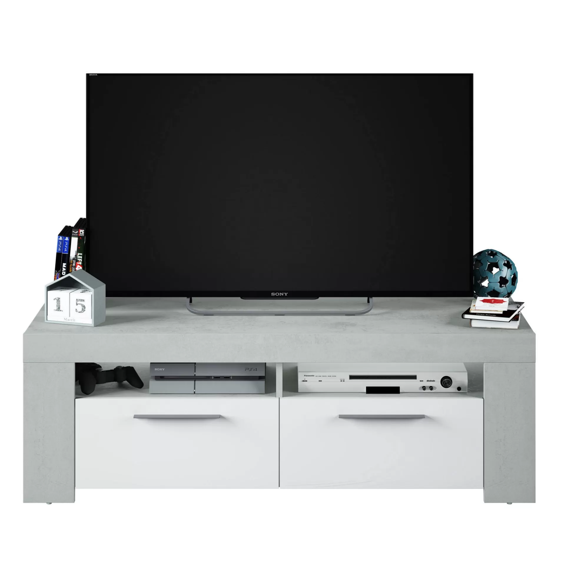 Dmora Mobili Porta Tv<Mobile porta TV Sparaxis, 120x42h40 cm, Bianco e Cemento