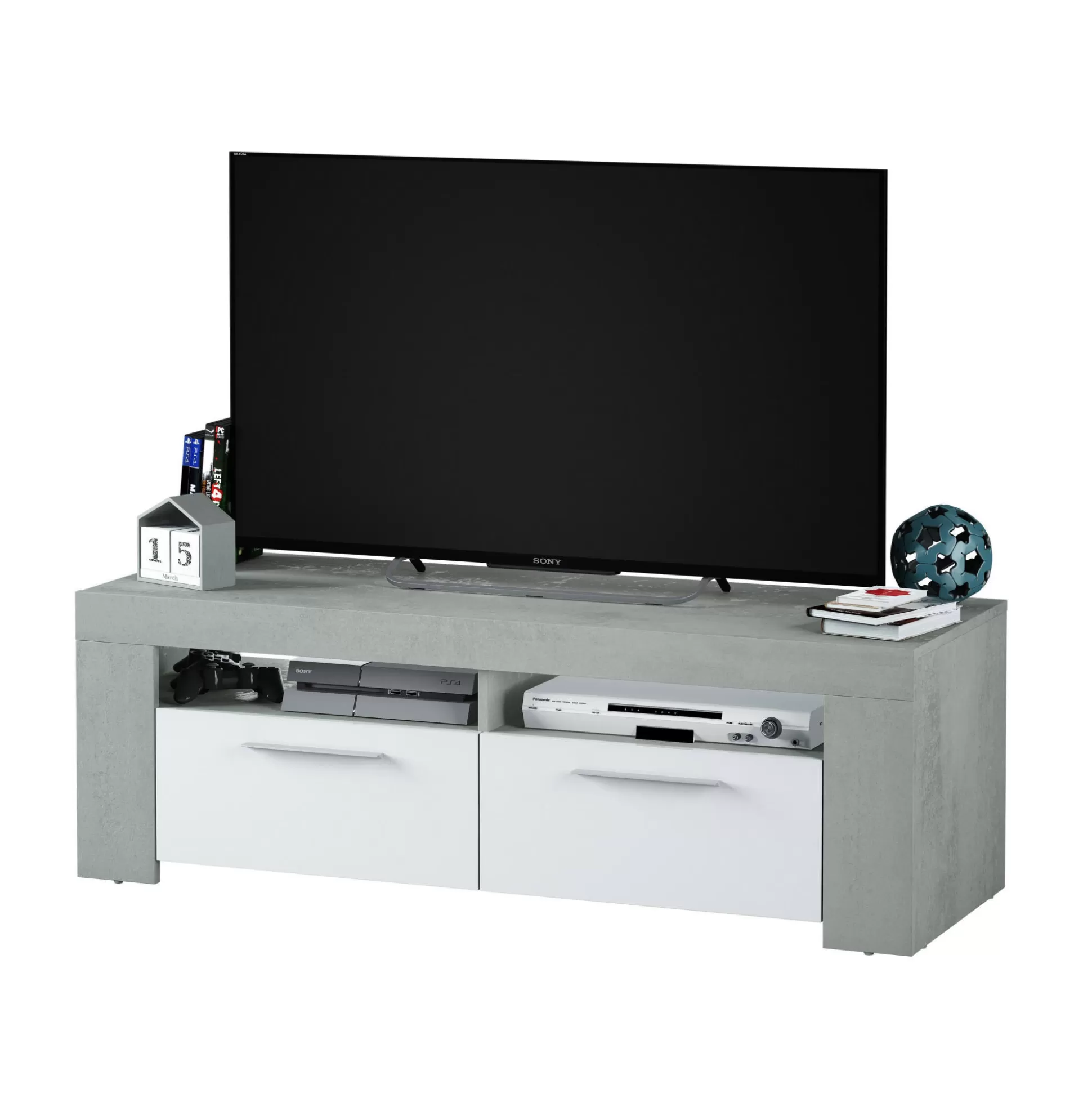 Dmora Mobili Porta Tv<Mobile porta TV Sparaxis, 120x42h40 cm, Bianco e Cemento
