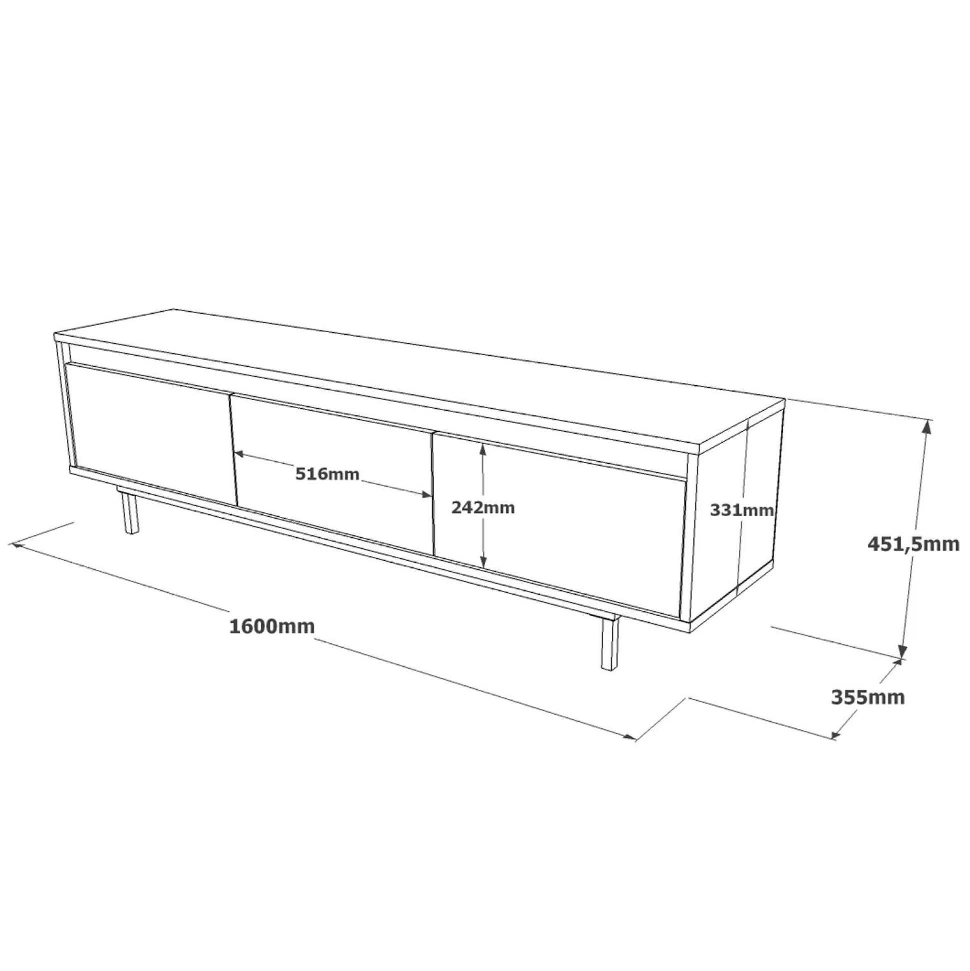 Dmora Mobili Porta Tv<Mobile porta TV Titli, 160x36 h45 cm, Quercia e Nero