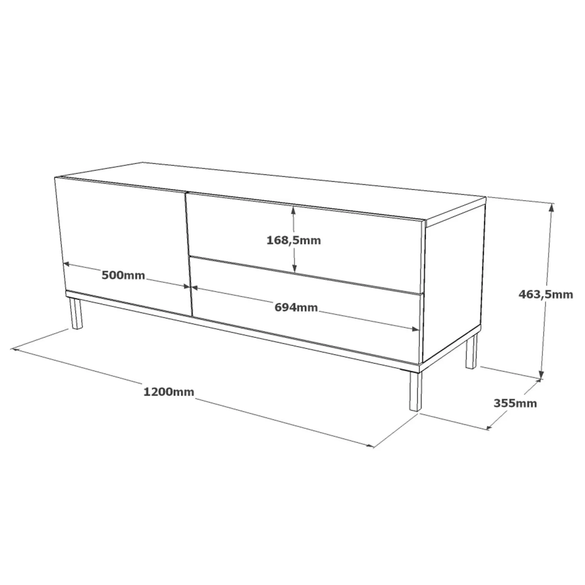 Dmora Mobili Porta Tv<Mobile porta TV Zephir, 120x36 h46 cm, Quercia e Nero