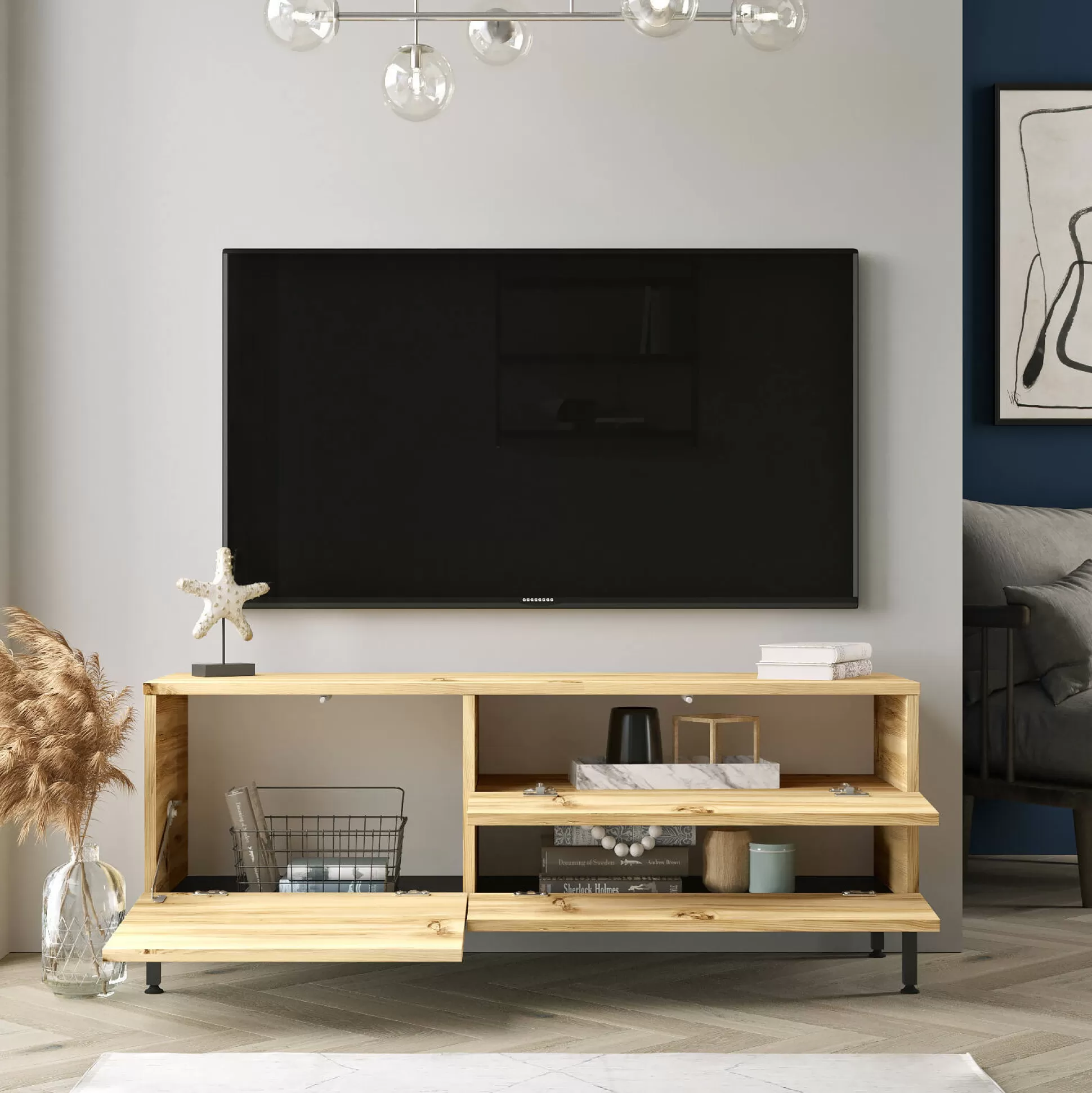 Dmora Mobili Porta Tv<Mobile porta TV Zephir, 120x36 h46 cm, Quercia e Nero