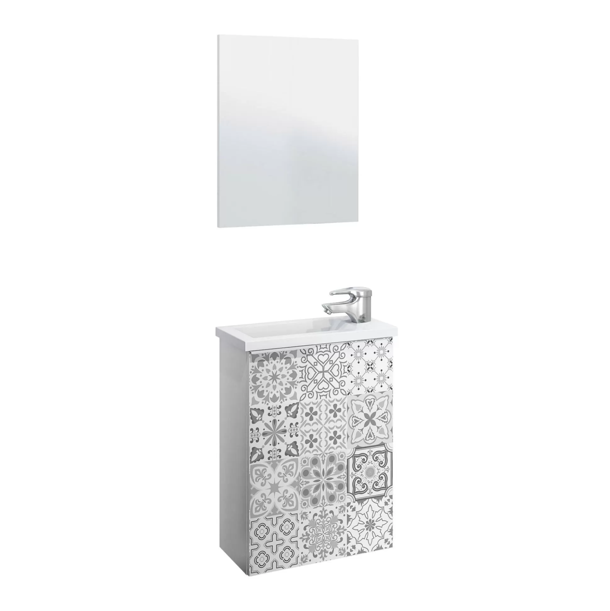 Dmora Mobili Sottolavabo<Mobile sottolavabo Dlott, 40x22h58 cm, Bianco lucido e Cemento