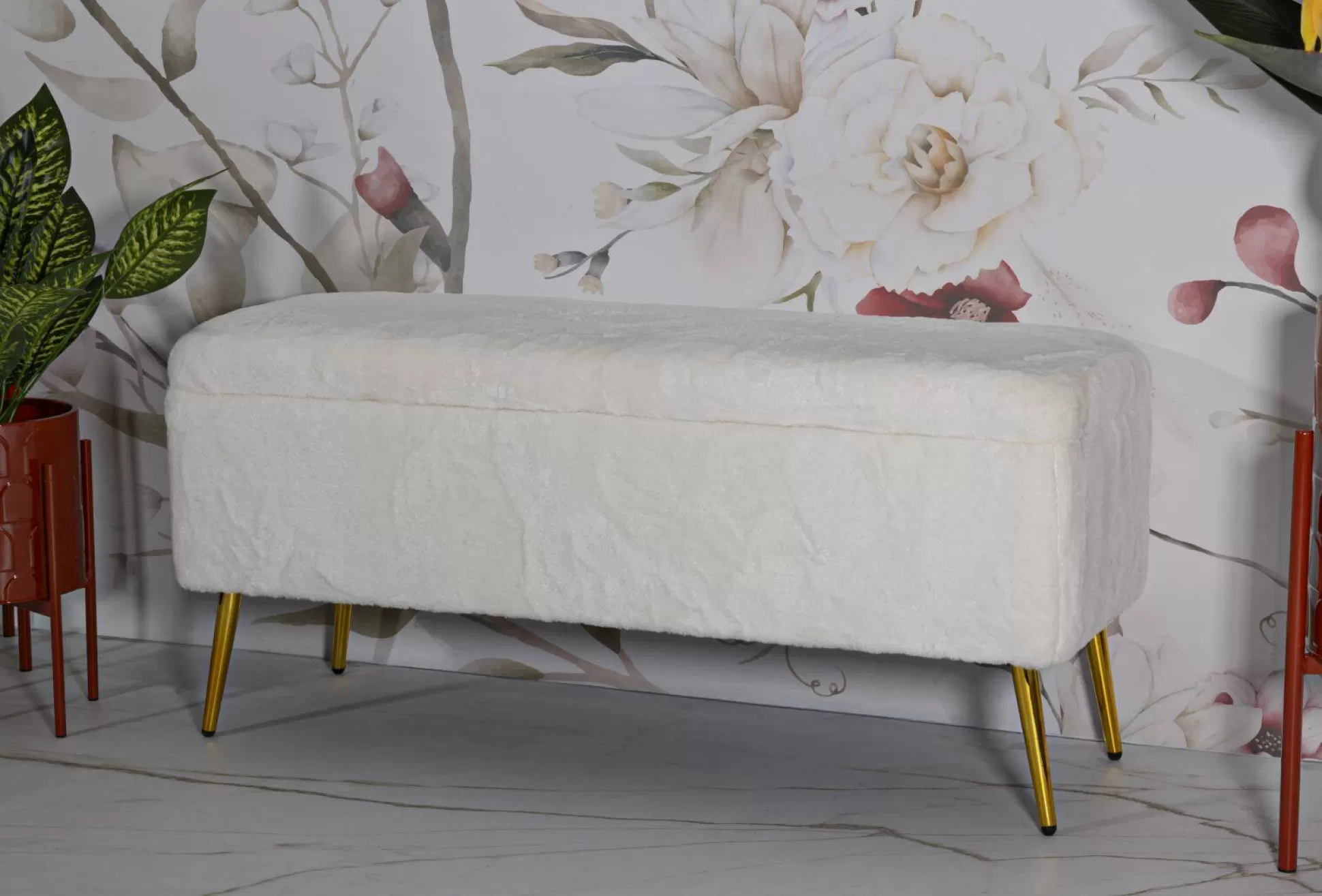 Dmora Panche<Panca Aiano, 112x42 h50 cm, Bianco e Oro