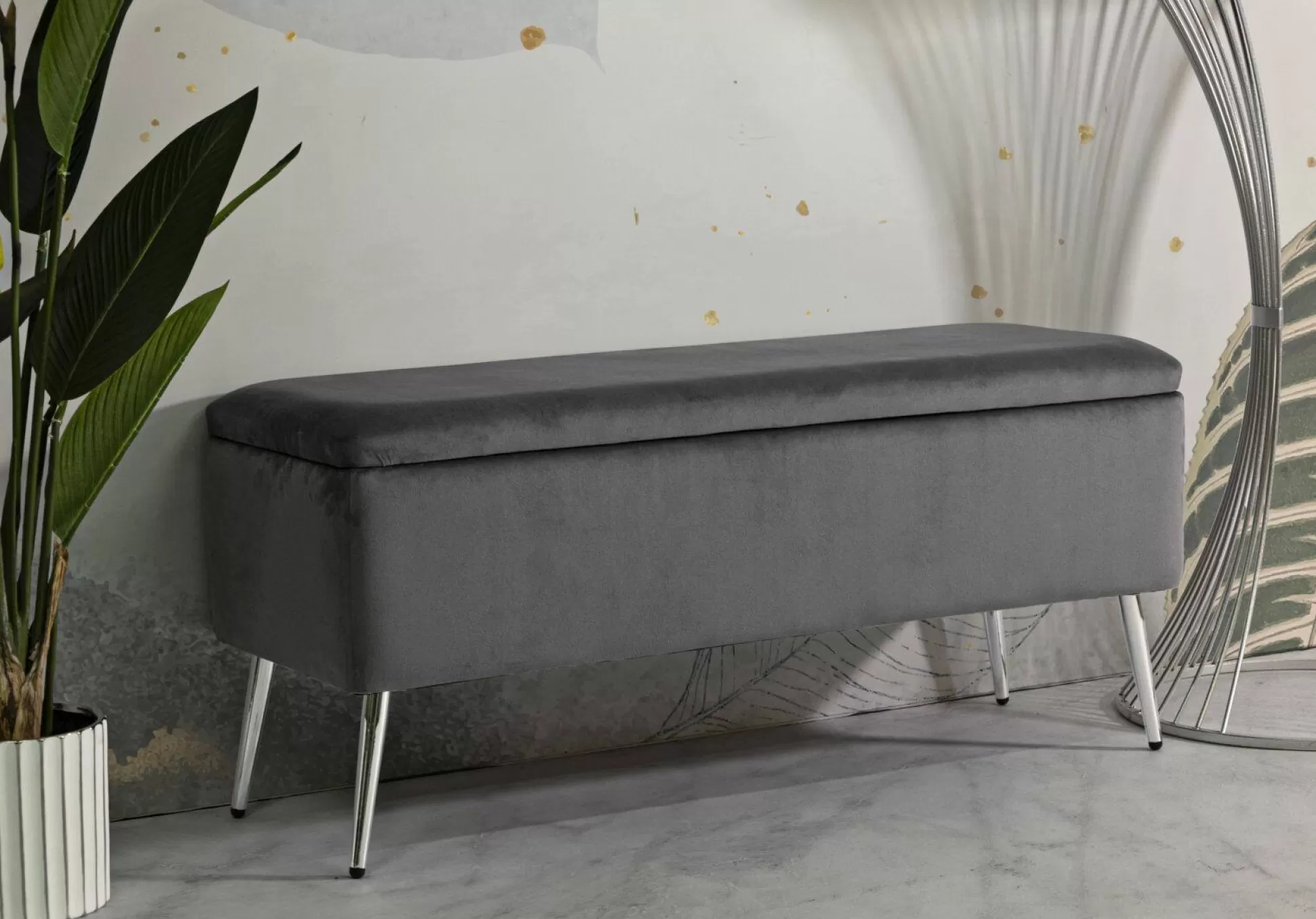 Dmora Panche<Panca Aiano, 112x42 h50 cm, Grigio e Argento