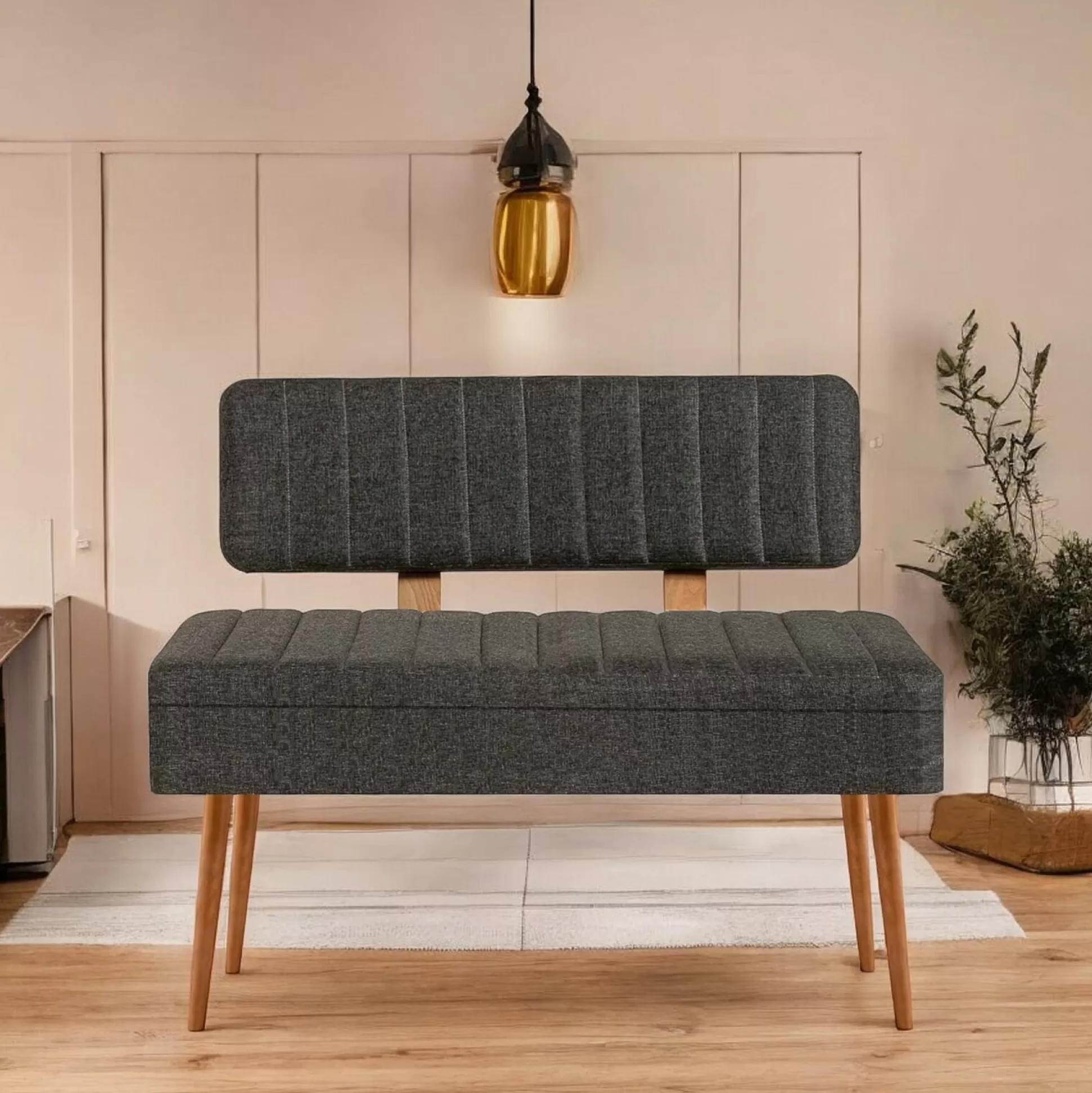 Dmora Panchine<Panca Barthelemy, 90x39 h40 cm, Quercia e Antracite
