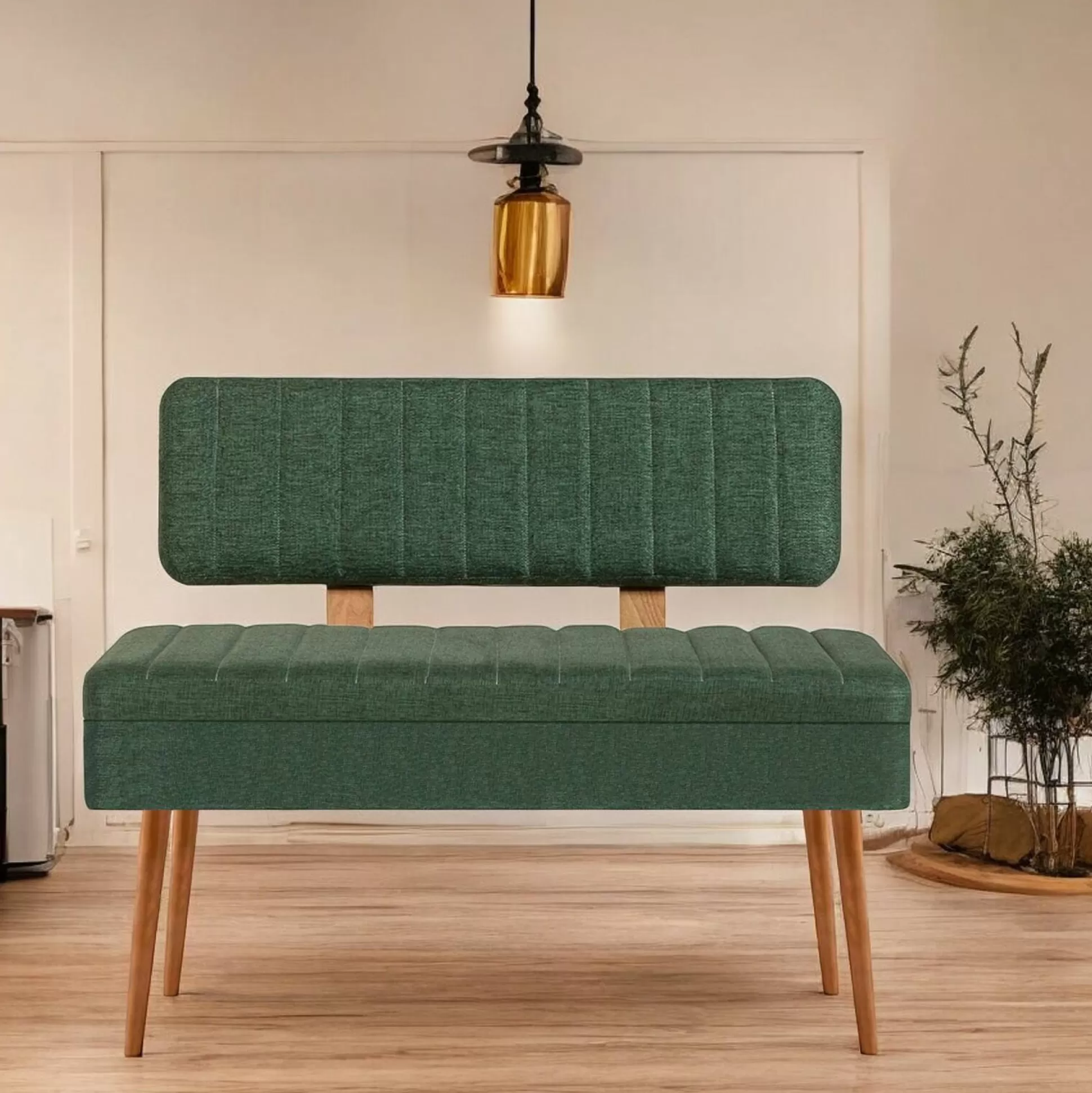 Dmora Panchine<Panca Barthelemy, 90x39 h40 cm, Quercia e Verde