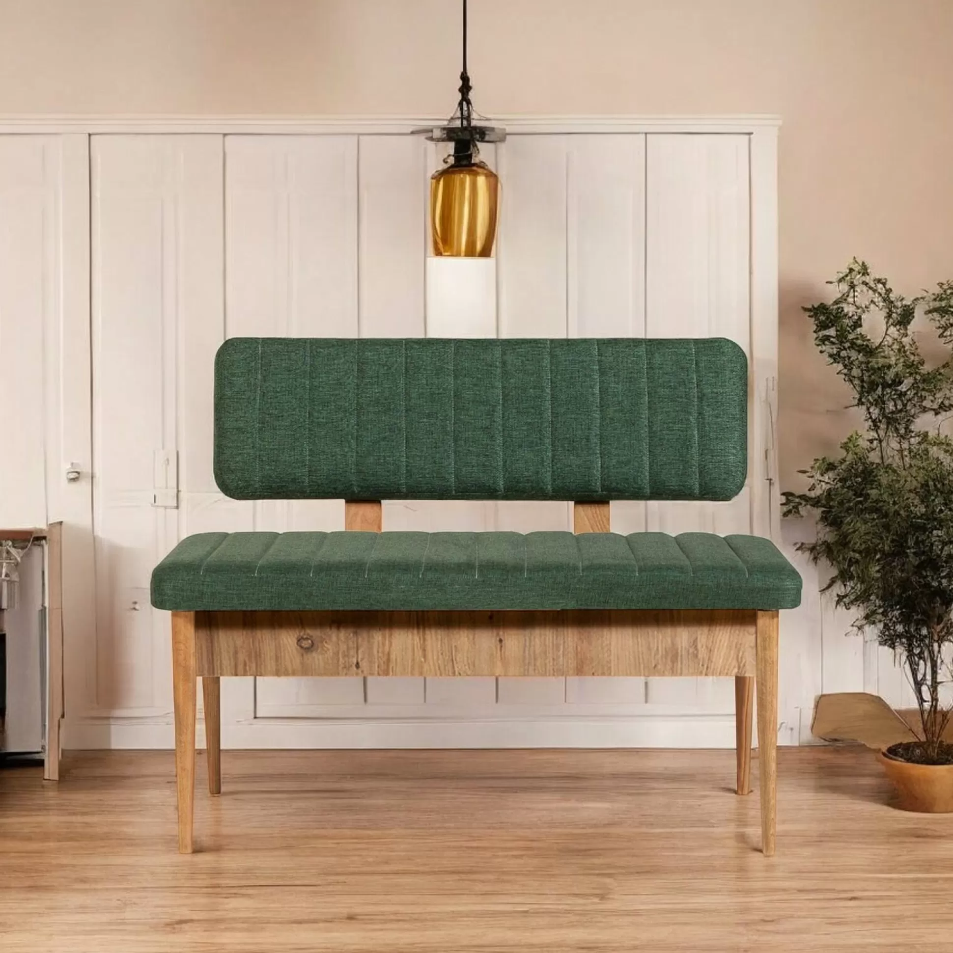 Dmora Panchine<Panca Barthelemy, 110x40 h85 cm, Quercia e Verde