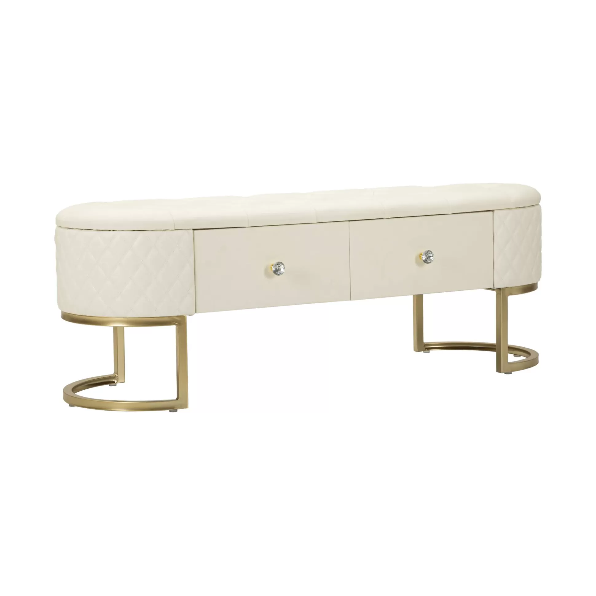 Dmora Panche<Panca Golfo, 120x40 h43 cm, Bianco e Oro