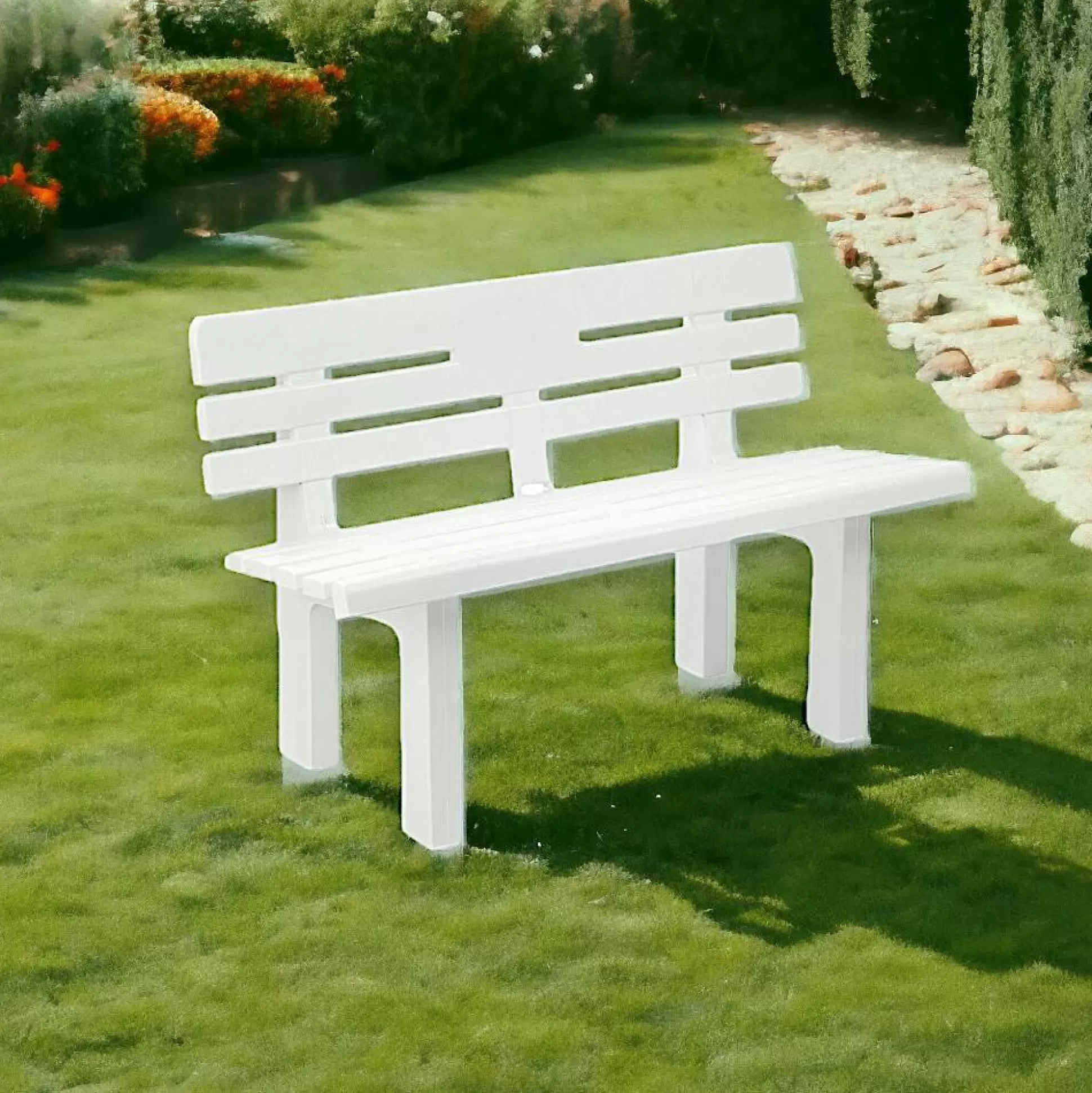 Dmora Panchine<Panchina da esterno Alim, 110x52h71 cm,