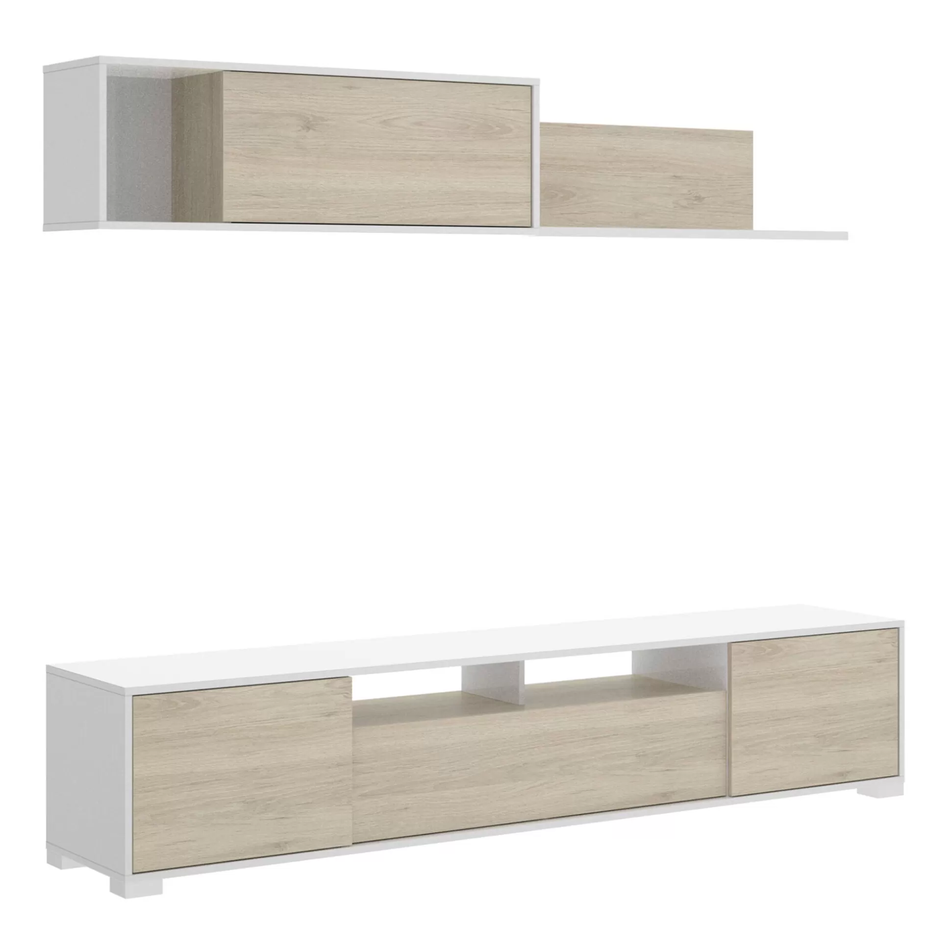 Dmora Pareti Attrezzate<Parete attrezzata Abbete, 200x41h180 cm, Rovere e Bianco