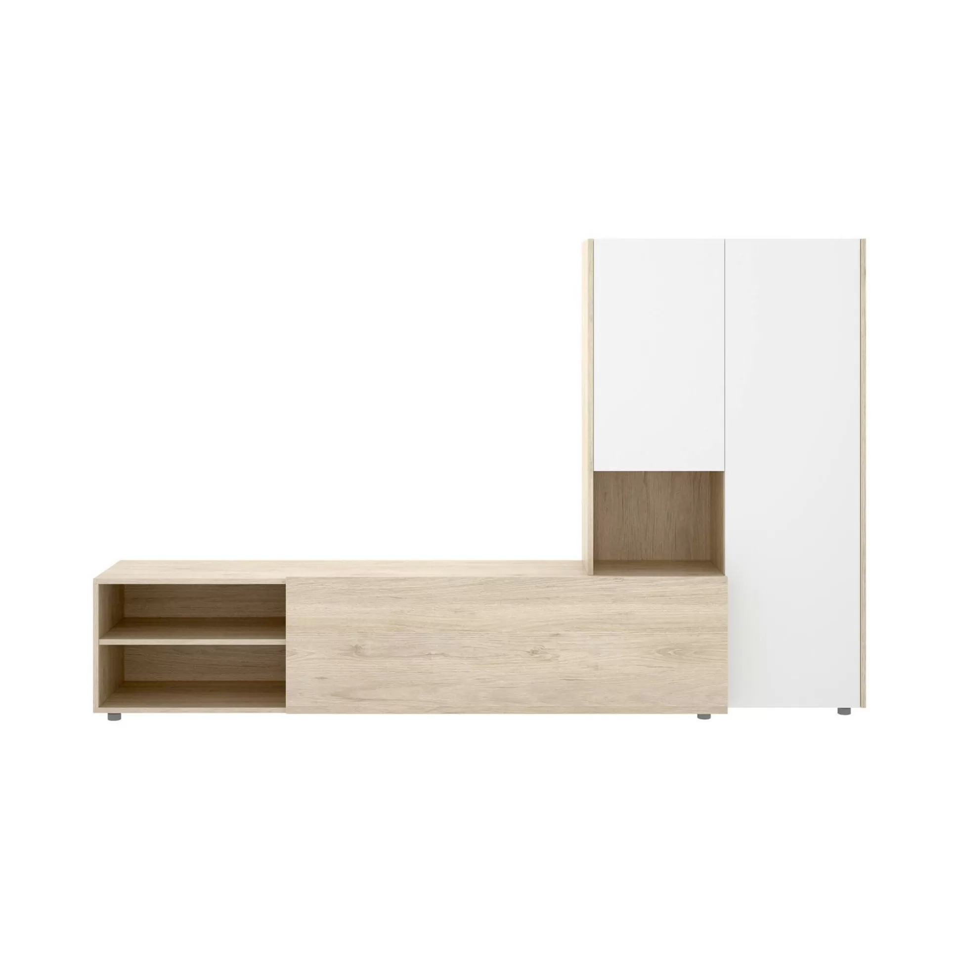 Dmora Pareti Attrezzate<Parete attrezzata Abrino, 227x40 h141 cm, Bianco e Rovere