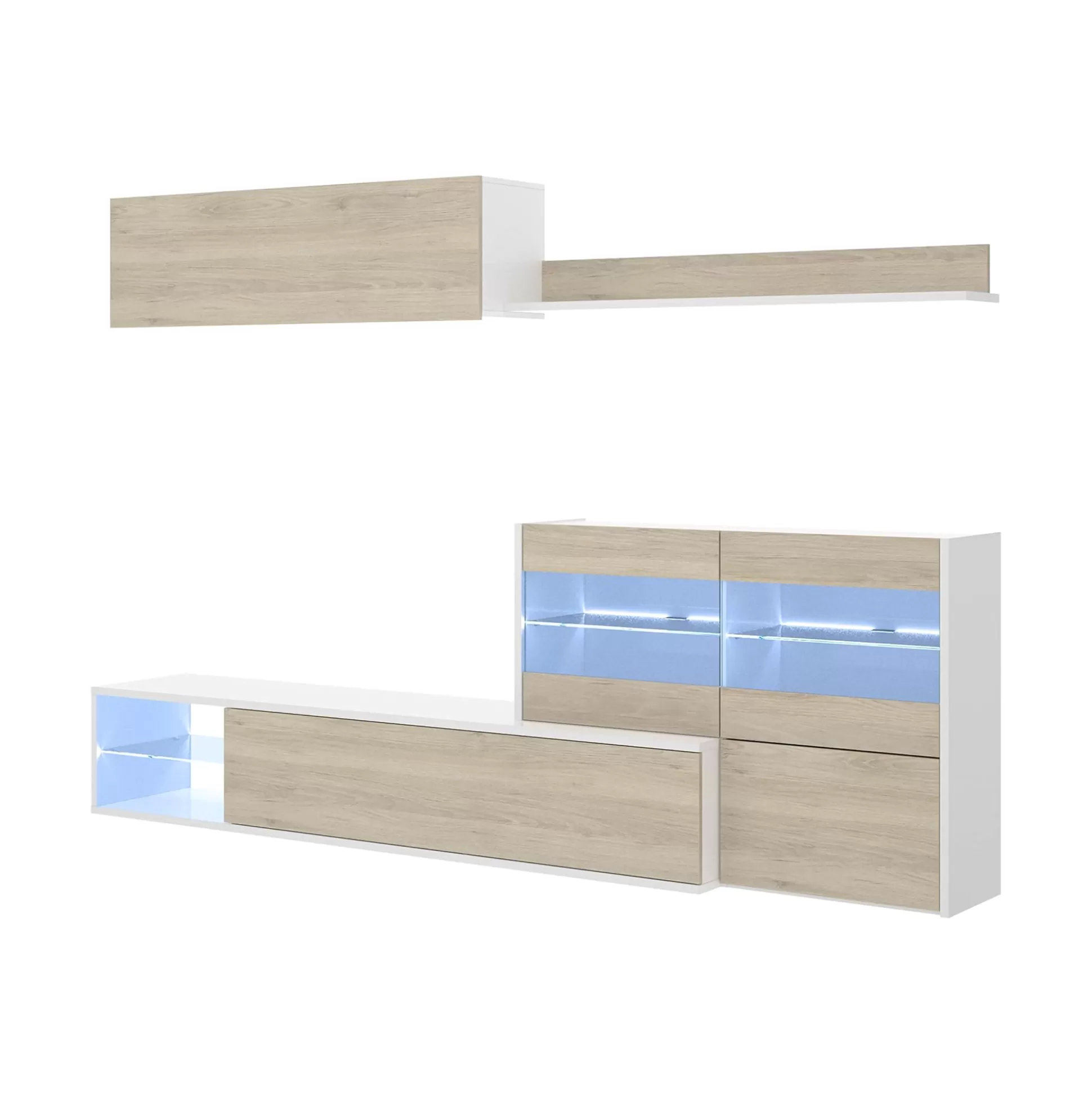 Dmora Pareti Attrezzate<Parete attrezzata Agio, 260x41h180 cm, Rovere e Bianco