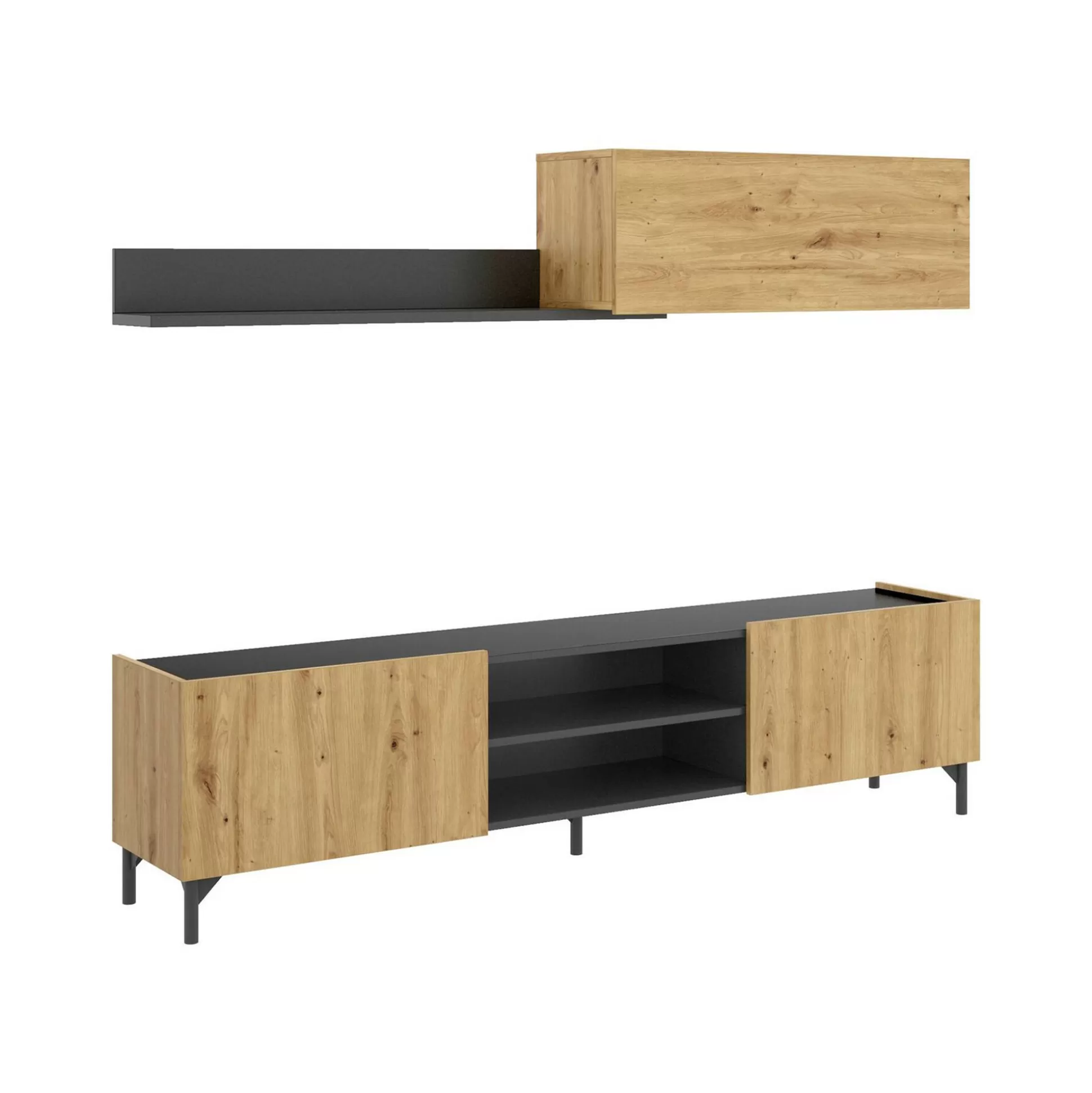 Dmora Pareti Attrezzate<Parete attrezzata Ama, 182x35h180 cm, Rovere Nodi e Antracite