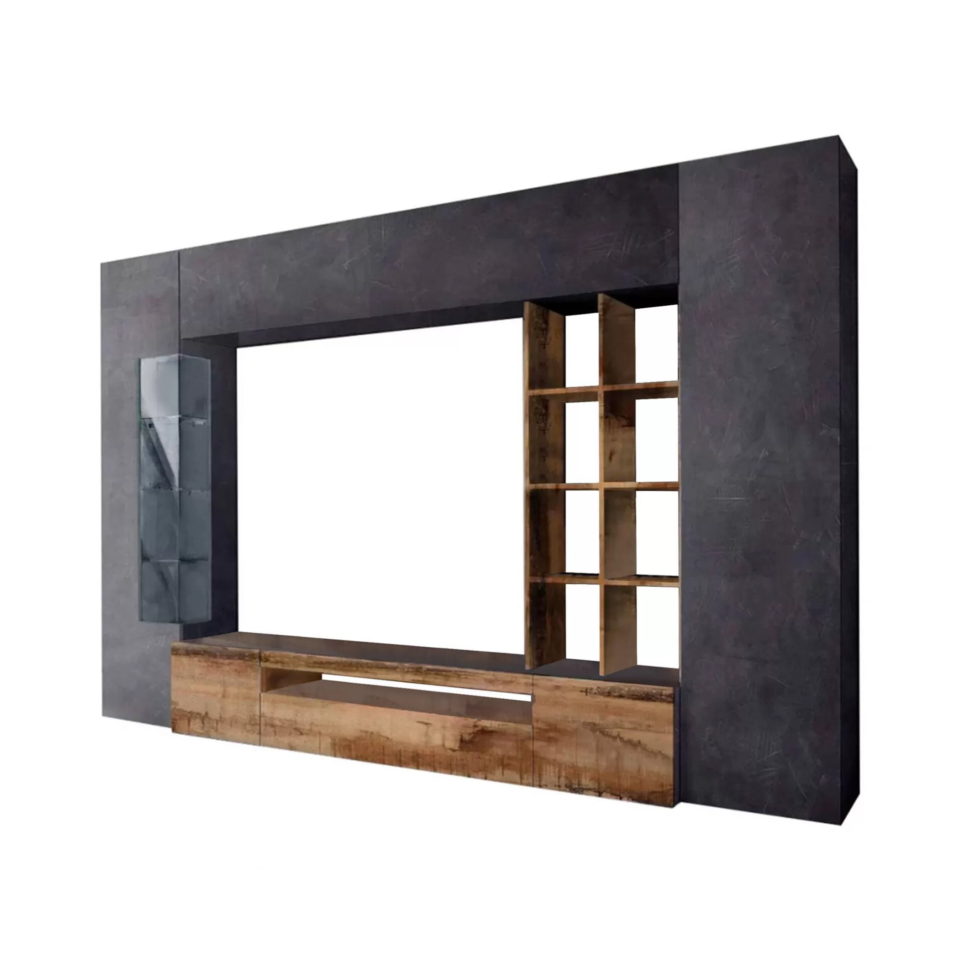 Dmora Pareti Attrezzate<Parete attrezzata Andy, cm 290x40h192, Ardesia e Acero