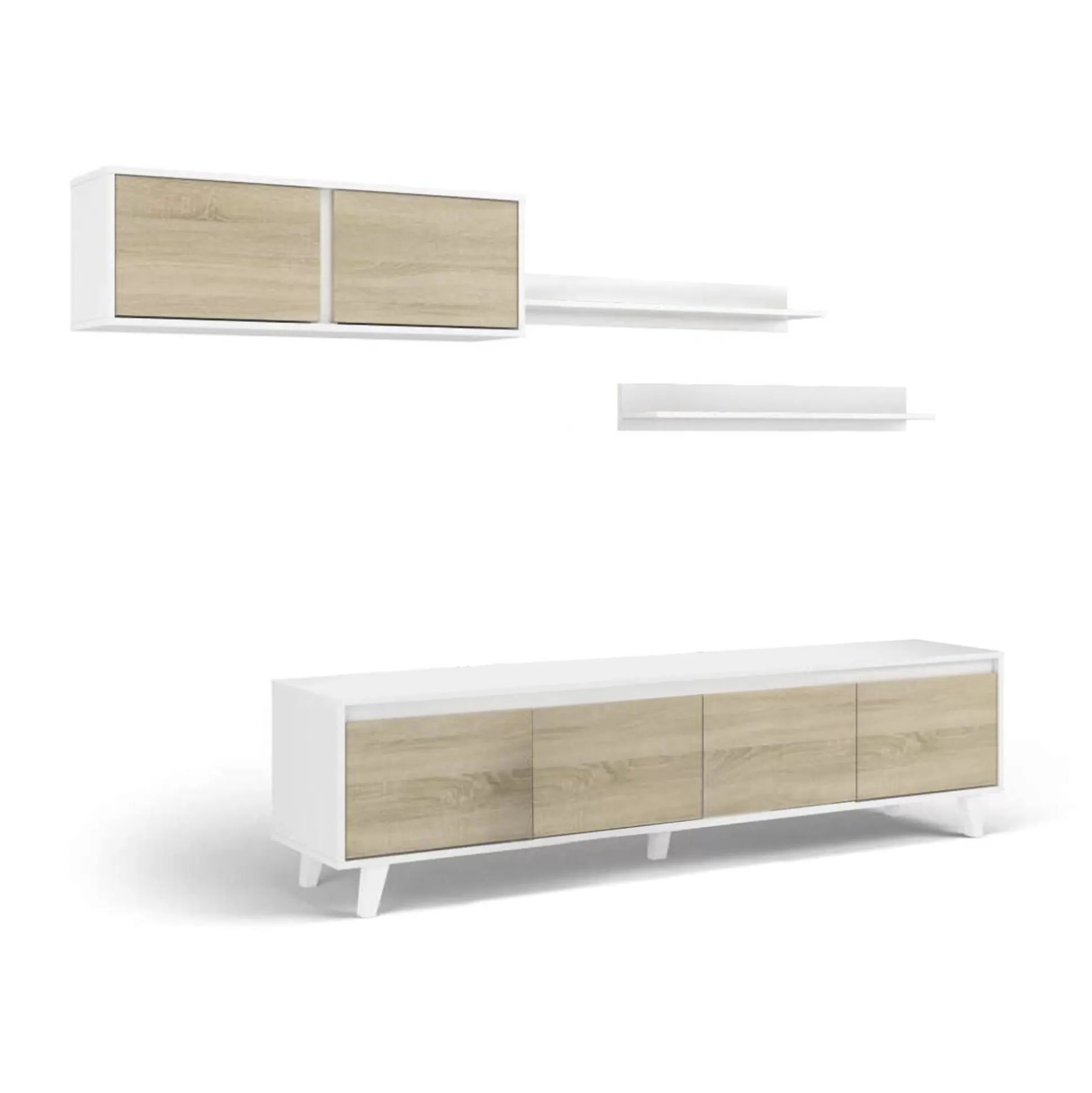 Dmora Pareti Attrezzate<Parete attrezzata Anguria, 200x50h41 cm, Bianco e Rovere
