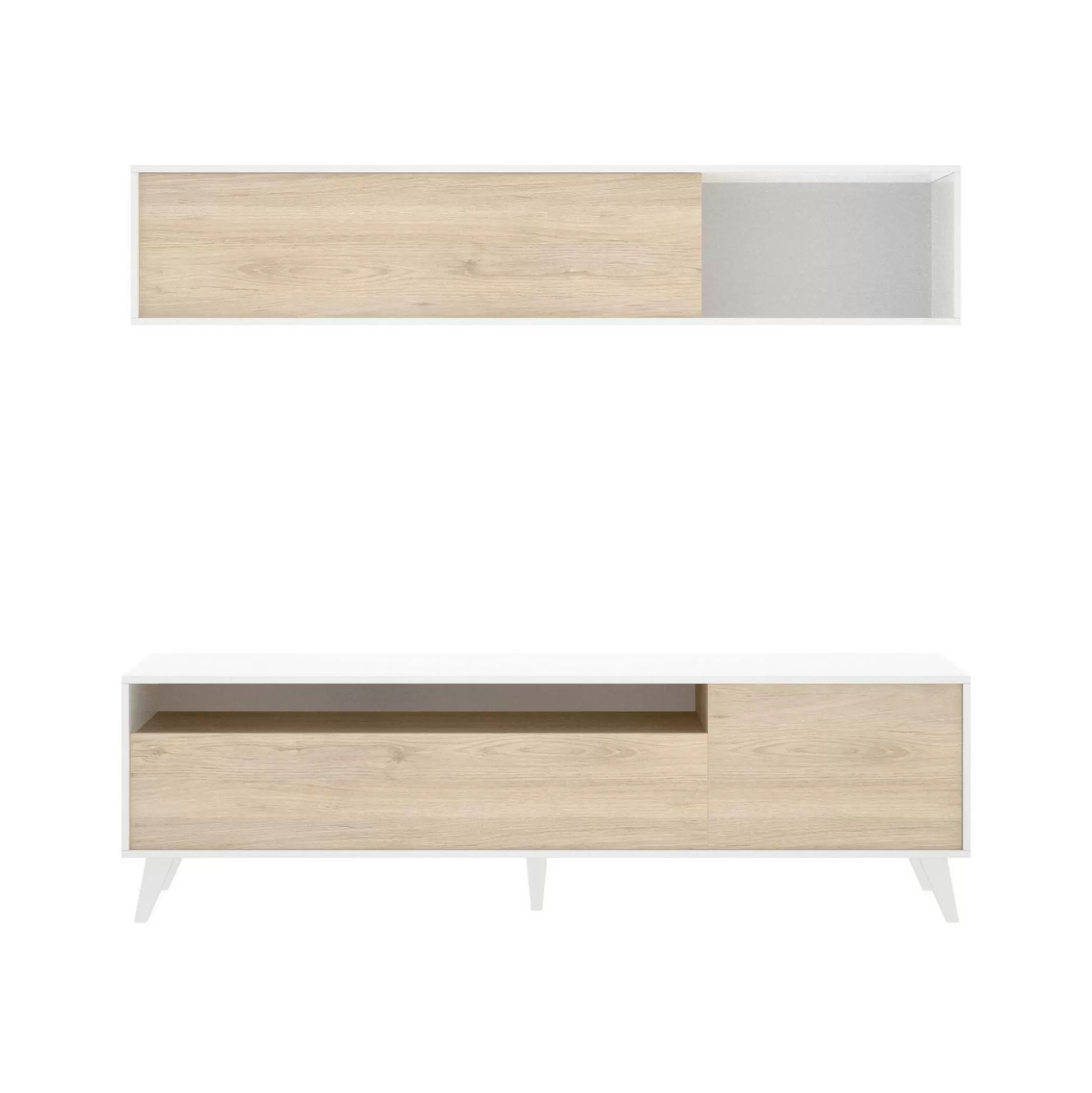 Dmora Pareti Attrezzate<Parete attrezzata Arusha, 180x41 h180 cm, Bianco e Rovere