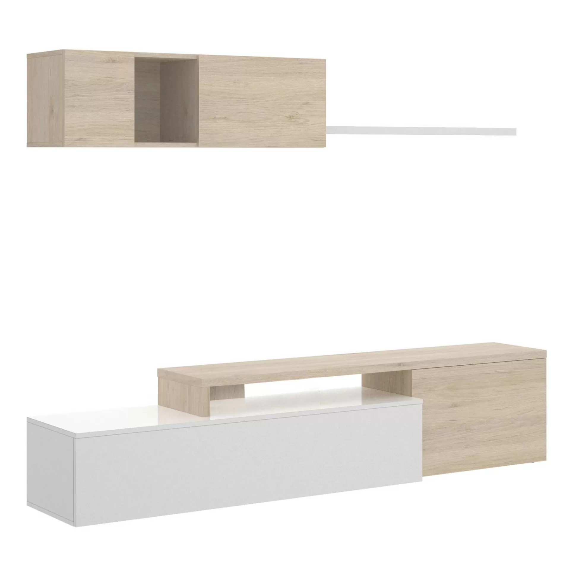 Dmora Pareti Attrezzate<Parete attrezzata Axayazala, 201x41h180 cm, Bianco e Rovere