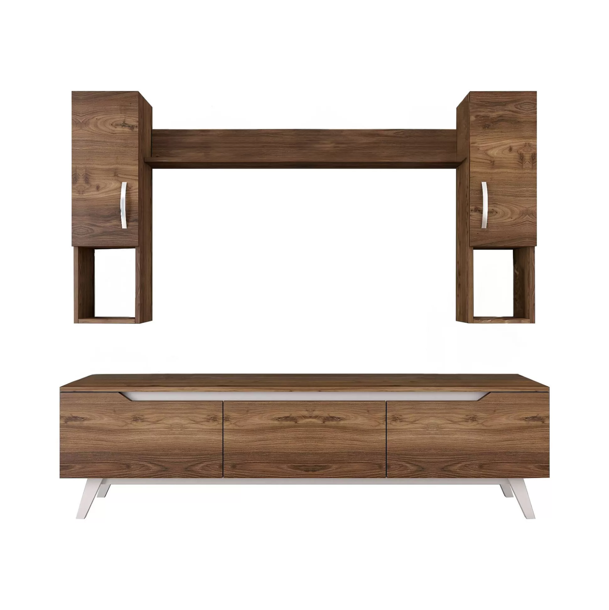 Dmora Pareti Attrezzate<Parete attrezzata Dlabriol, 180x35h49 cm, Noce e Bianco