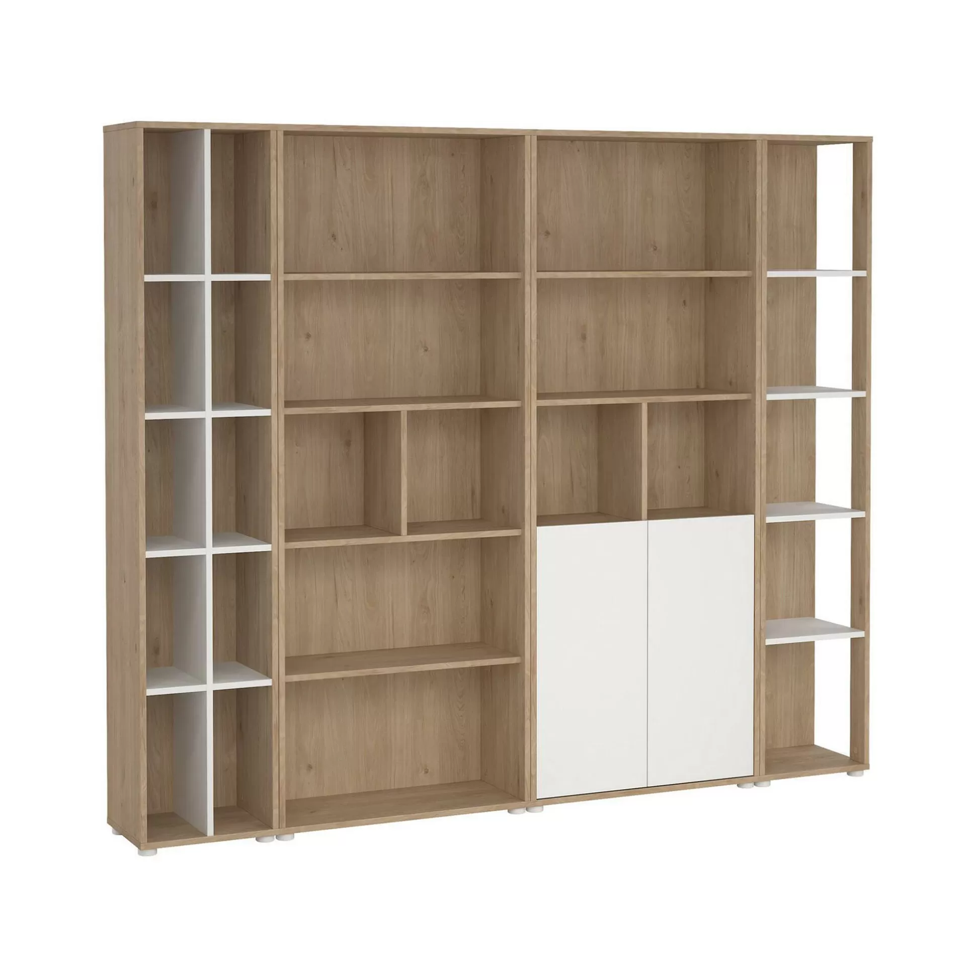 Dmora Pareti Attrezzate<Parete attrezzata Dtomeazz, 34x241 h205 cm, Rovere e Bianco