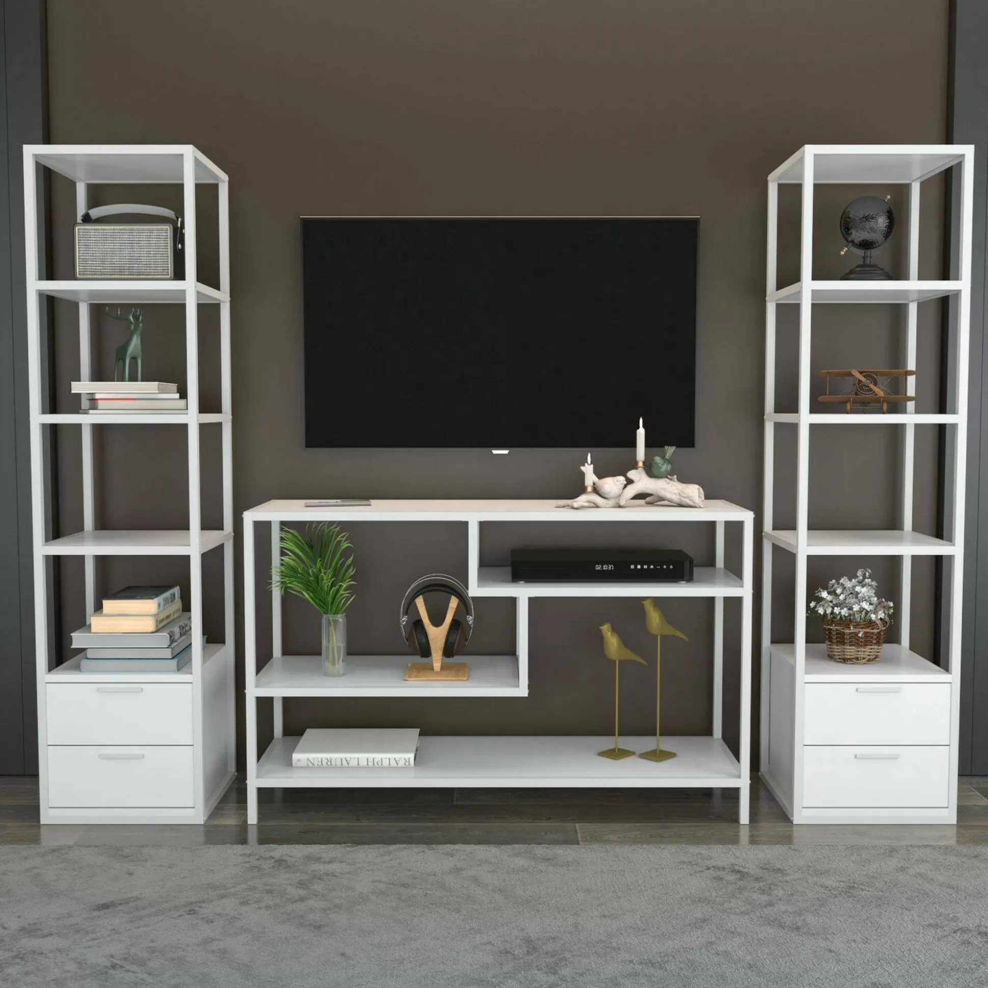 Dmora Pareti Attrezzate<Parete attrezzata Felion, 198x39h160 cm,