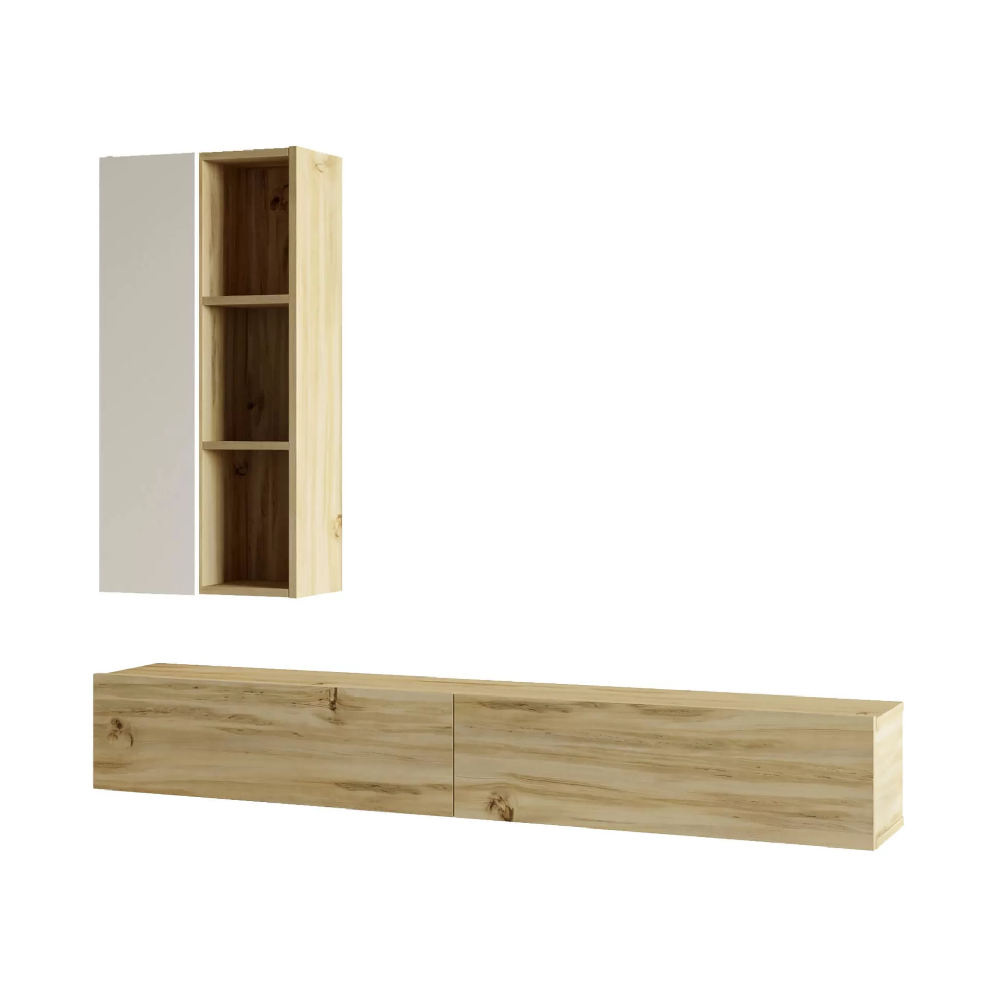 Dmora Pareti Attrezzate<Parete attrezzata Francois, 175x27 h25 cm, Quercia e Bianco