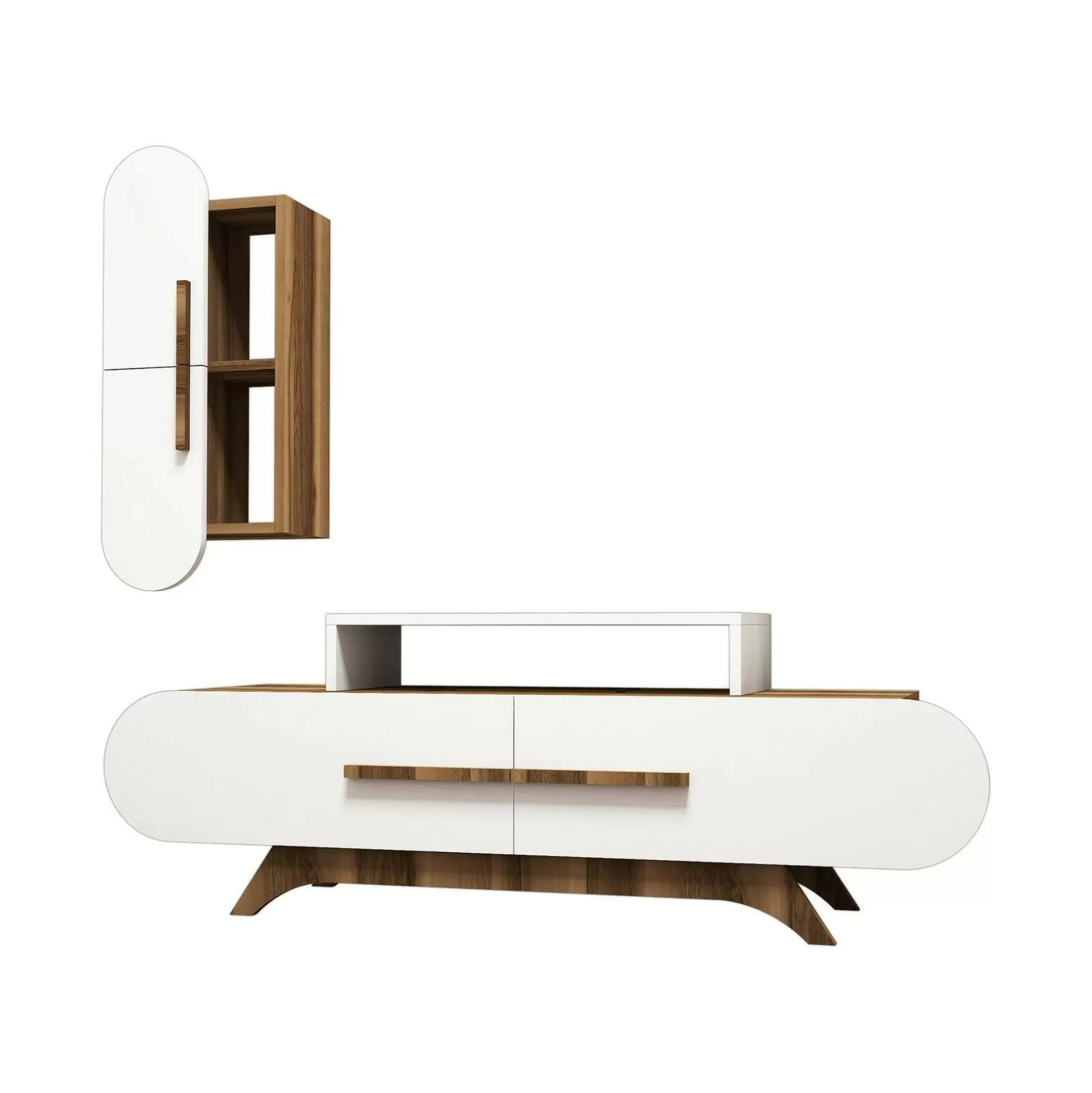 Dmora Pareti Attrezzate<Parete attrezzata Ifigenia, 145x37h50 cm, Noce e Bianco