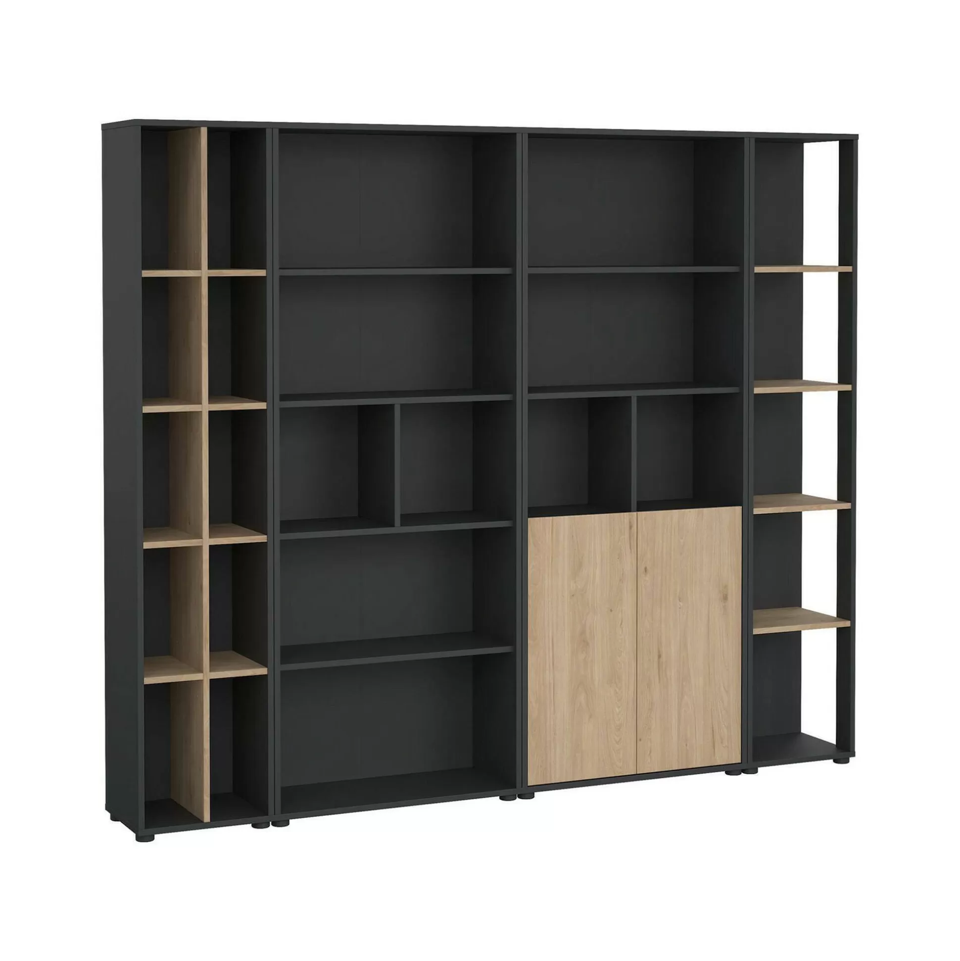 Dmora Pareti Attrezzate<Parete attrezzata Litvjak, 34x241 h205 cm, Rovere e Grigio