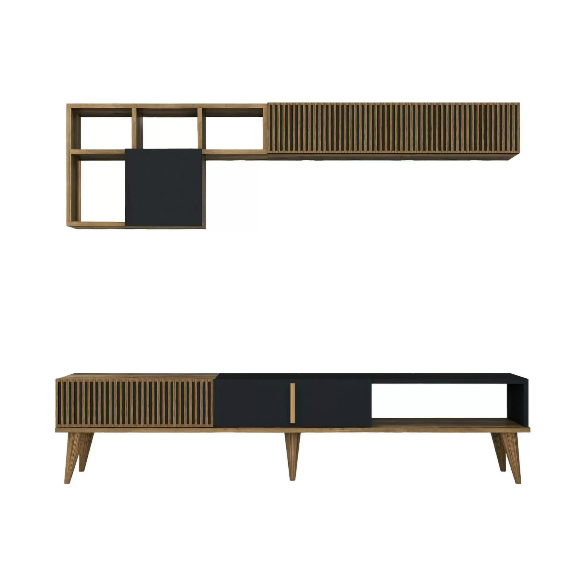 Dmora Pareti Attrezzate<Parete attrezzata Ostro, 180x35h40 cm, Noce e Antracite