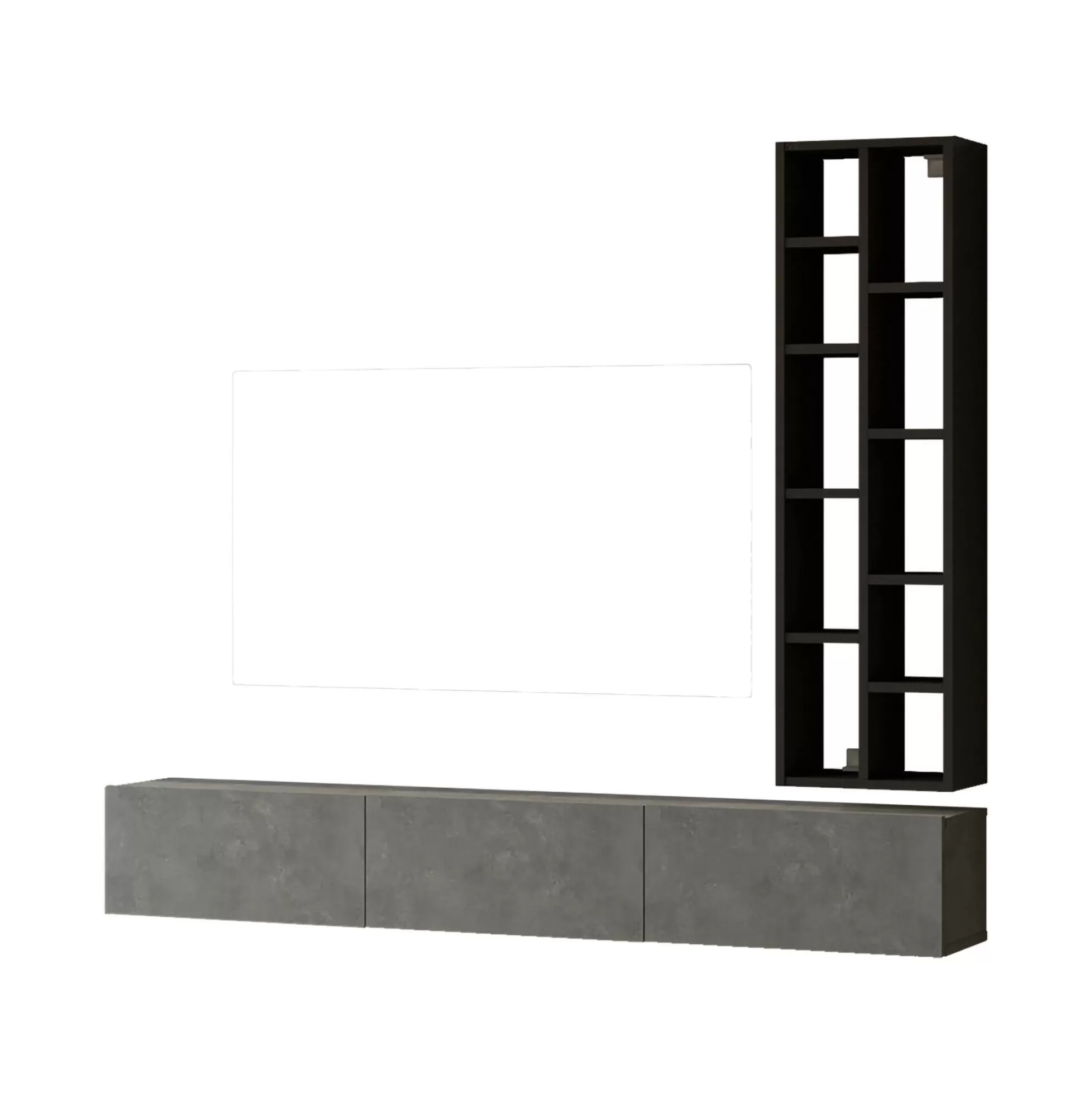 Dmora Pareti Attrezzate<Parete attrezzata Sardegna, 175x27 h25 cm, Argento e Nero