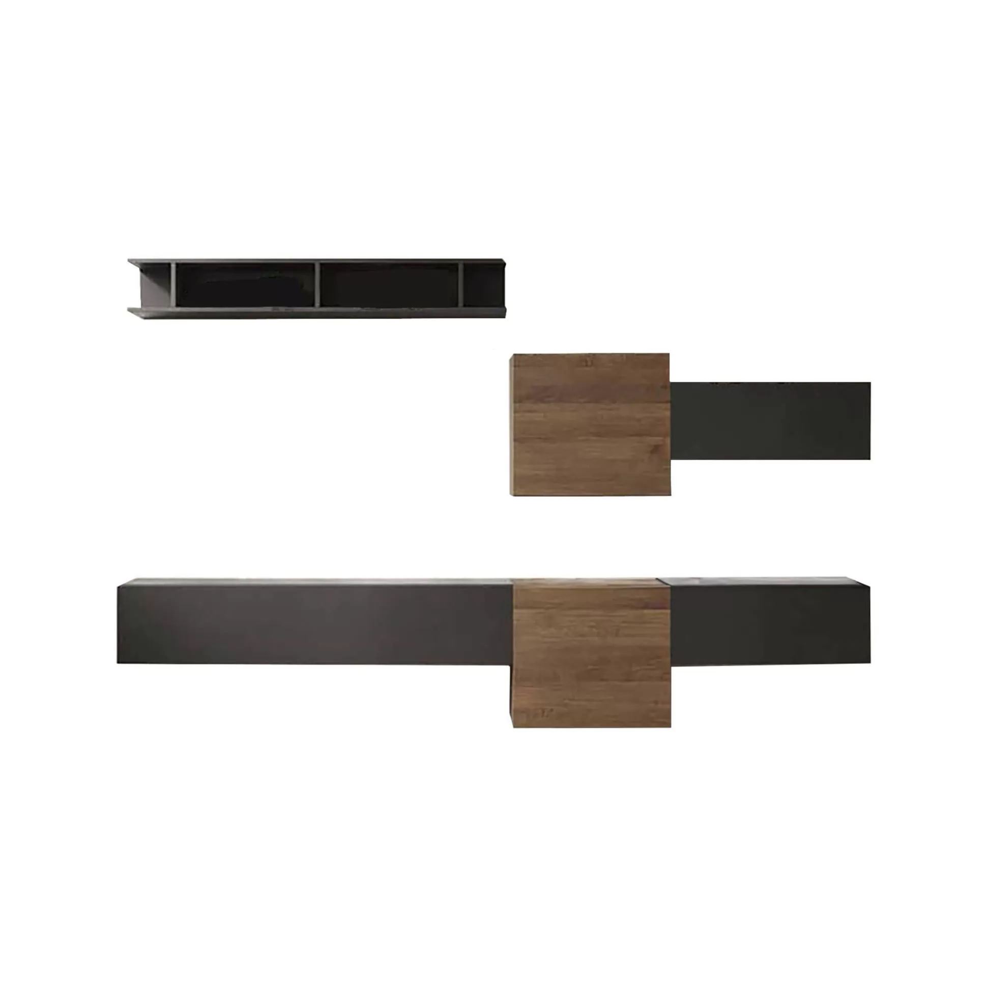 Dmora Pareti Attrezzate<Parete attrezzata Tony, 262x30 h185 cm, Noce e Antracite