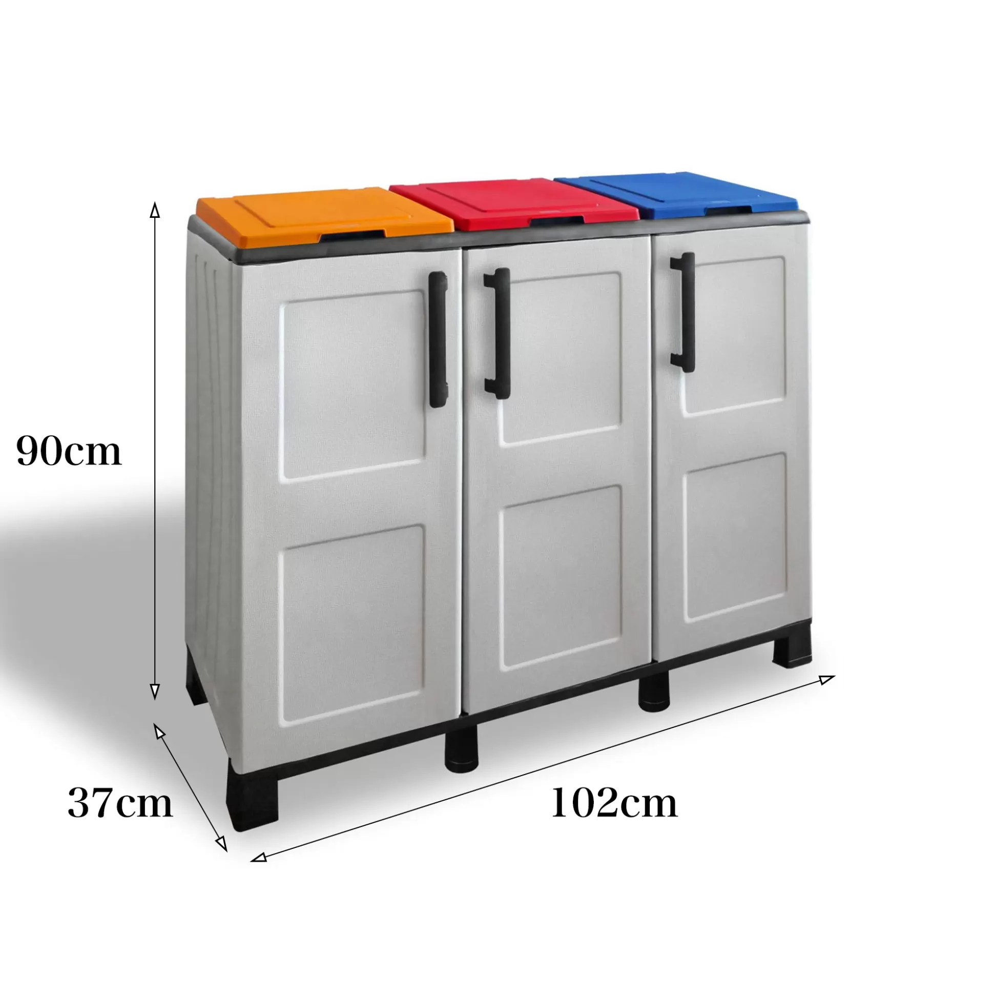 Dmora Pattumiere<Pattumiera Anthea, 102x37h90 cm, Grigio chiaro e Multicolore a 3 ante