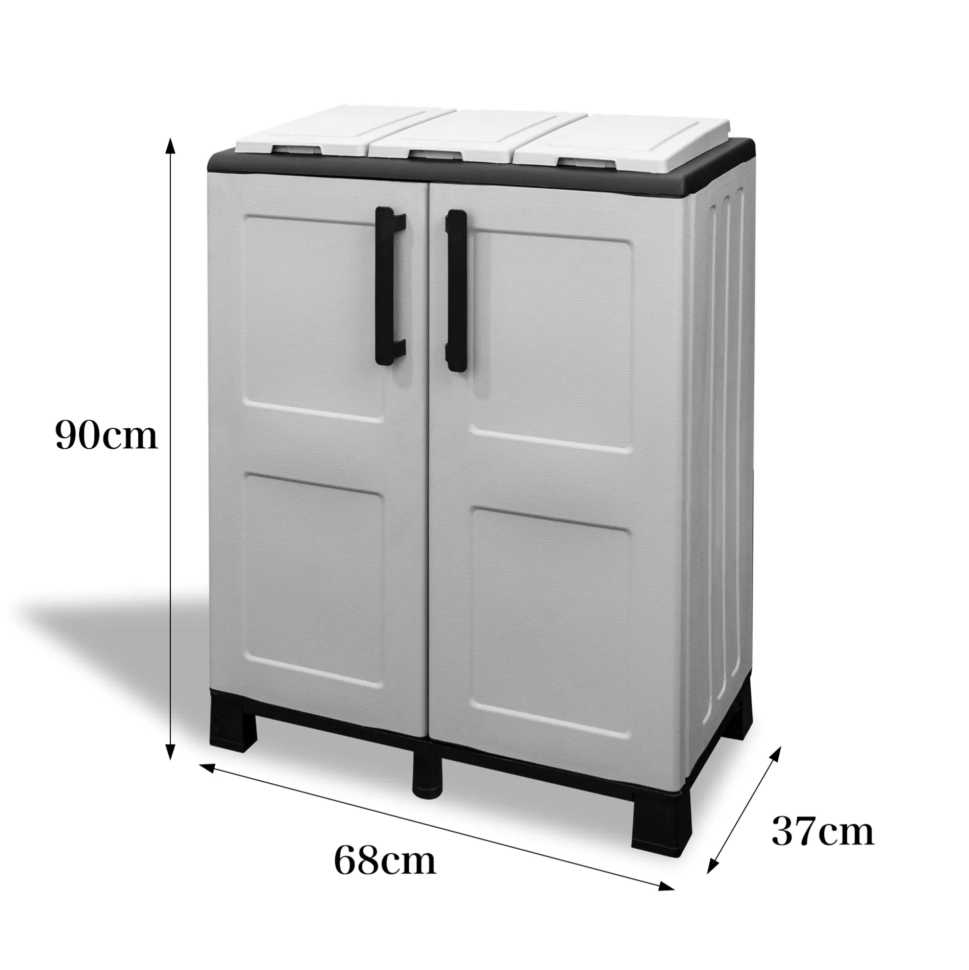 Dmora Pattumiere<Pattumiera Anthea, 68x37h90 cm, Grigio chiaro e Nero a 2 ante