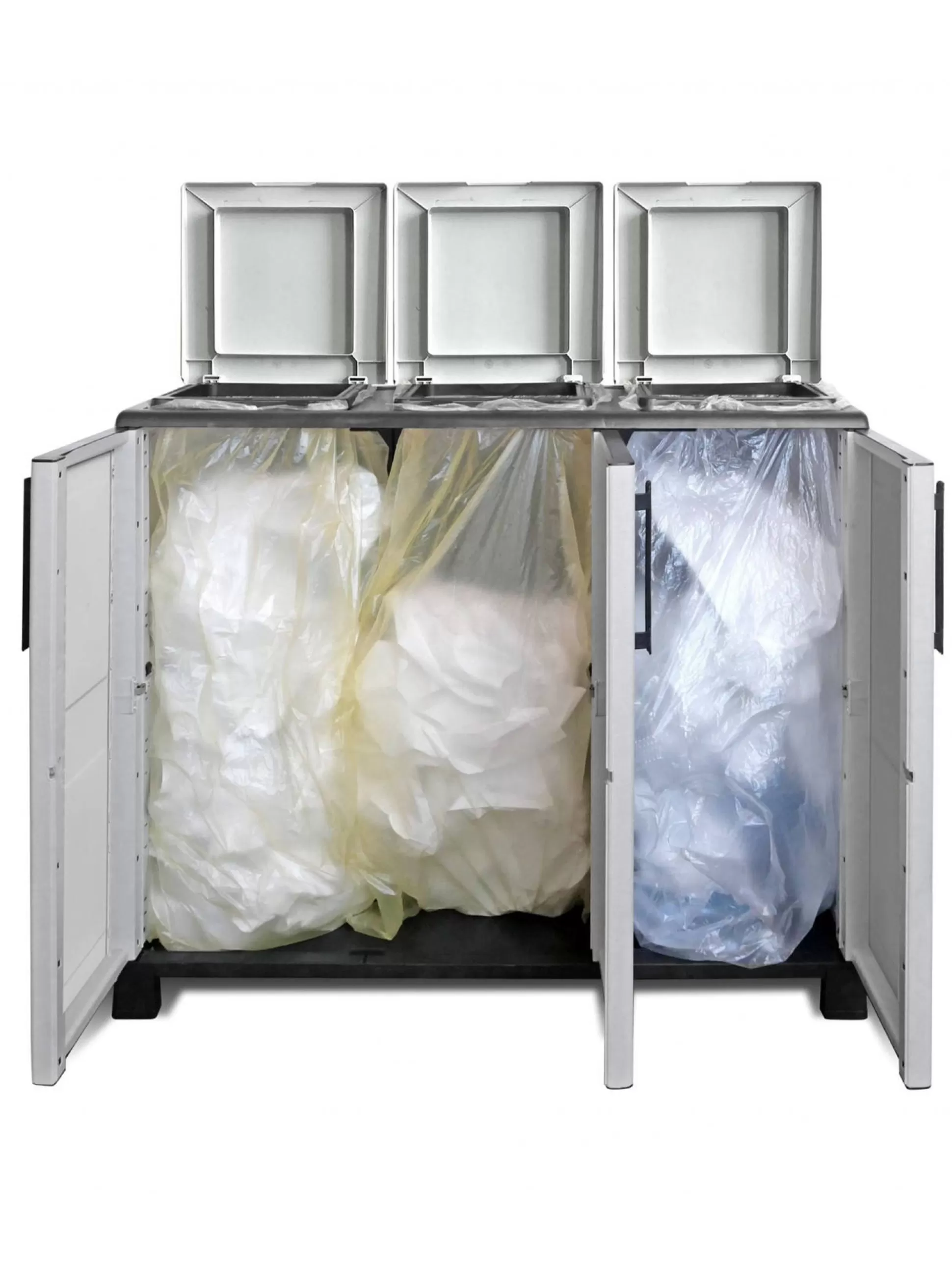 Dmora Pattumiere<Pattumiera Anthea, 102x37h90 cm, Grigio chiaro e Nero a 3 ante