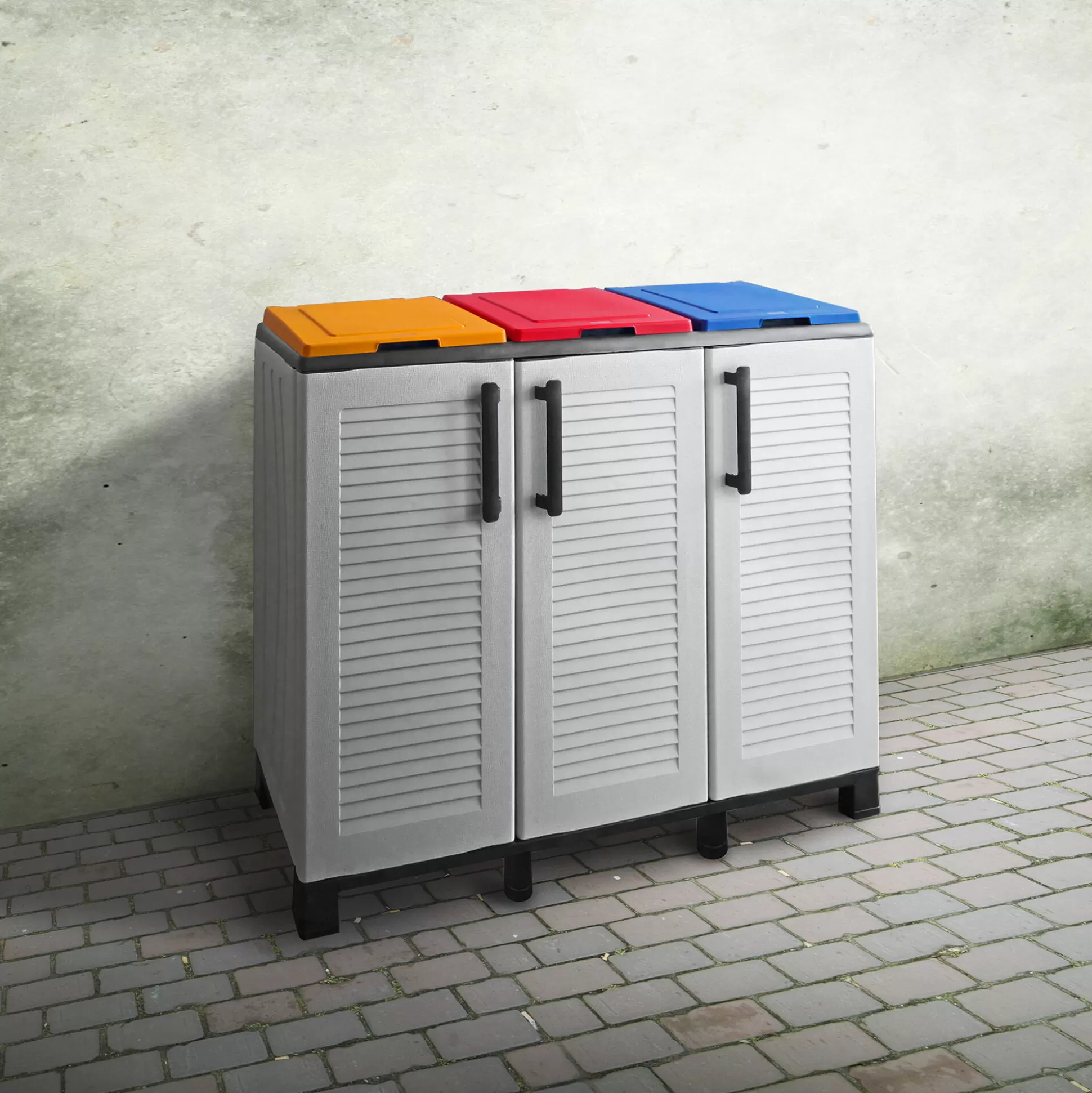 Dmora Pattumiere<Pattumiera Apix, 102x37h90 cm, Grigio chiaro e Multicolore