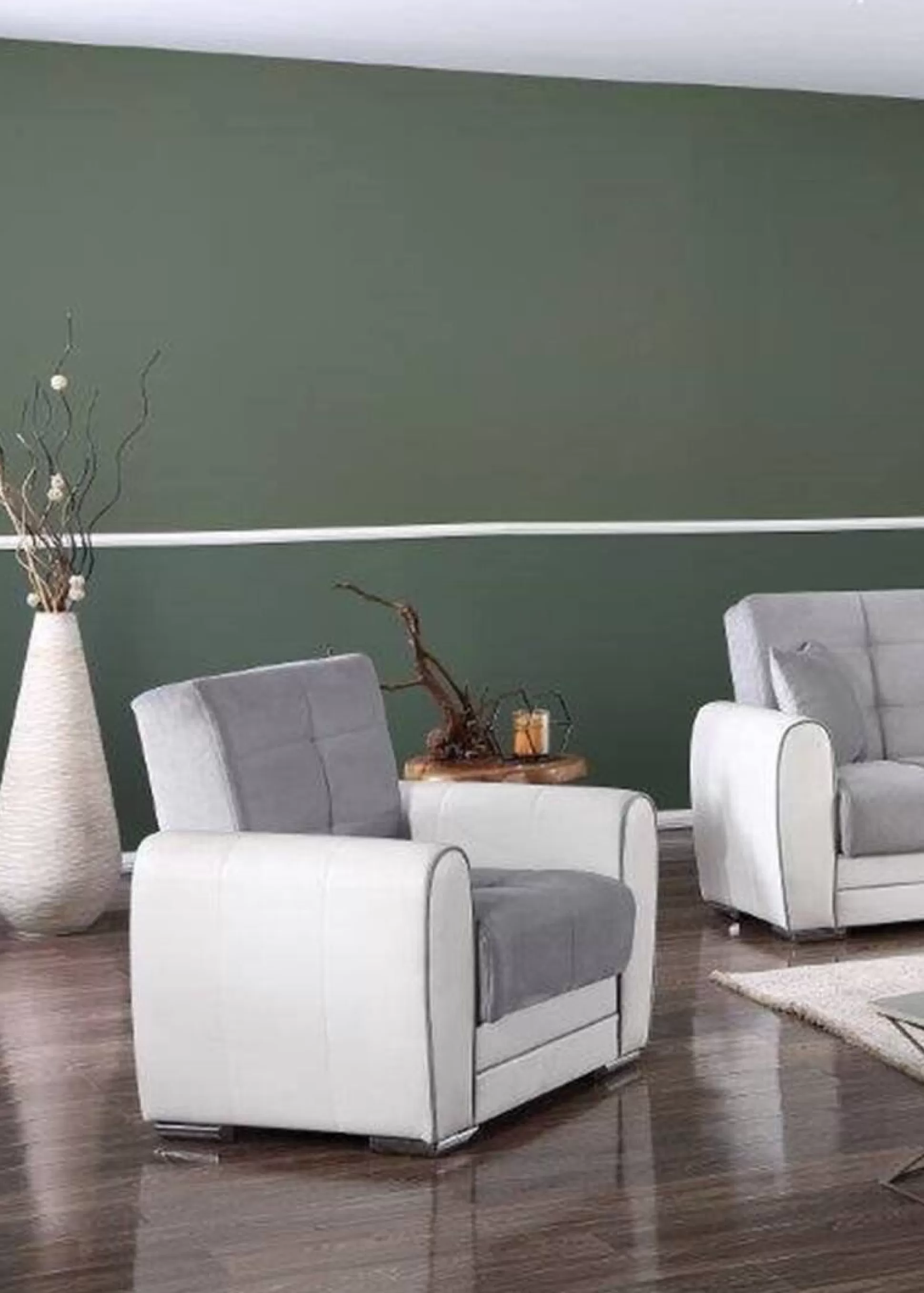 Dmora Poltrone<Poltrona Attiluccio, 97x84h91 cm, Bianco e Grigio Chiaro